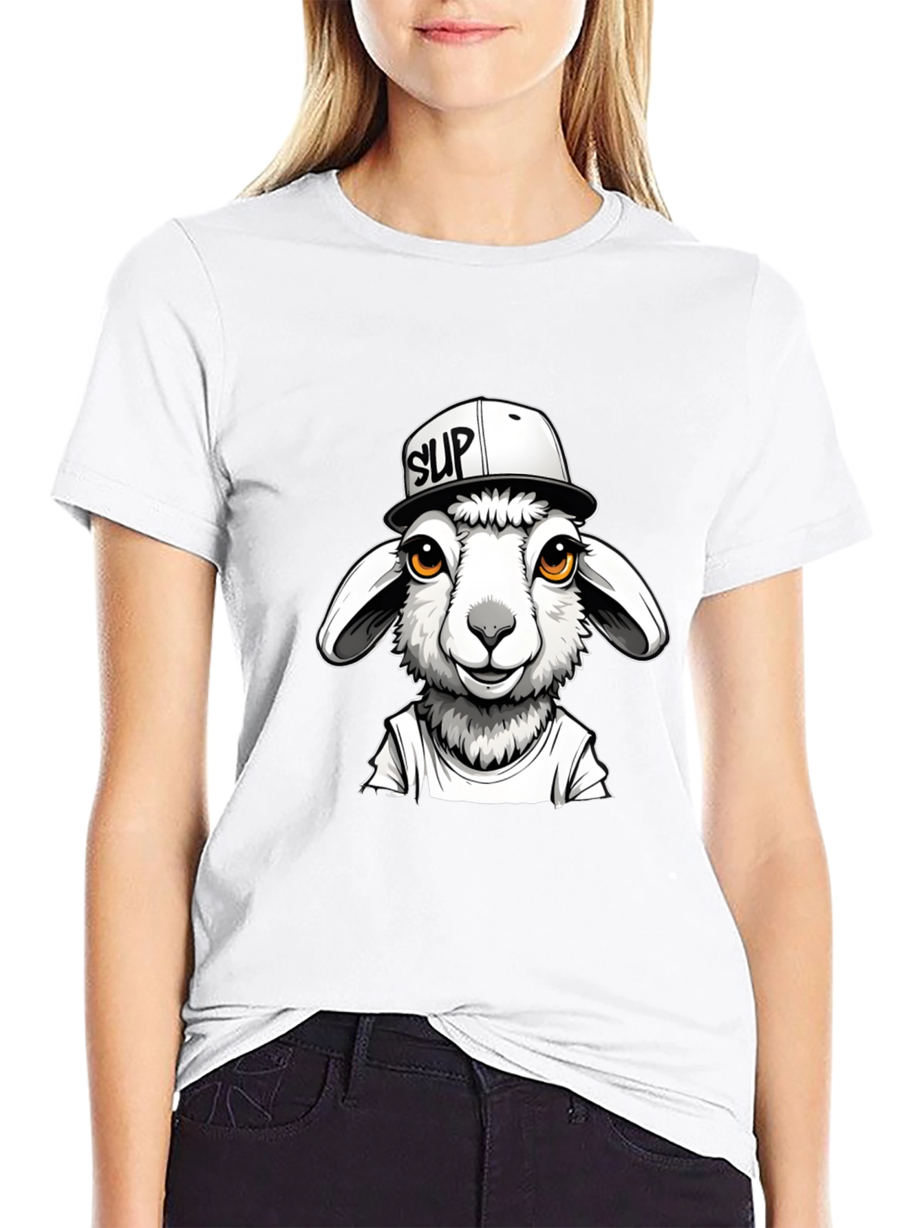 Black Cool Sheep Graphic Tee - Black Casual T-Shirt view 9