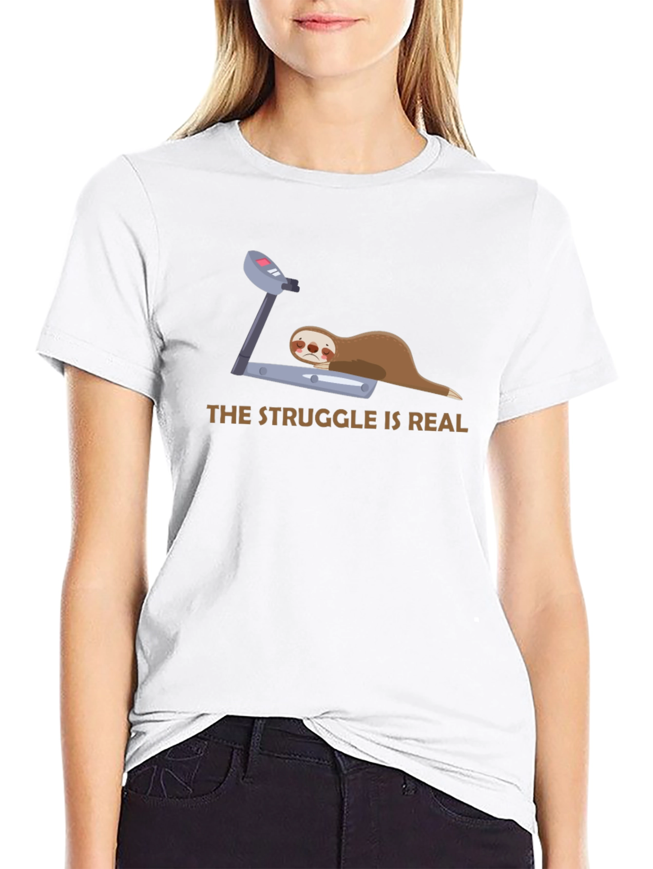 Black The Struggle Is Real Sloth T-Shirt view 9