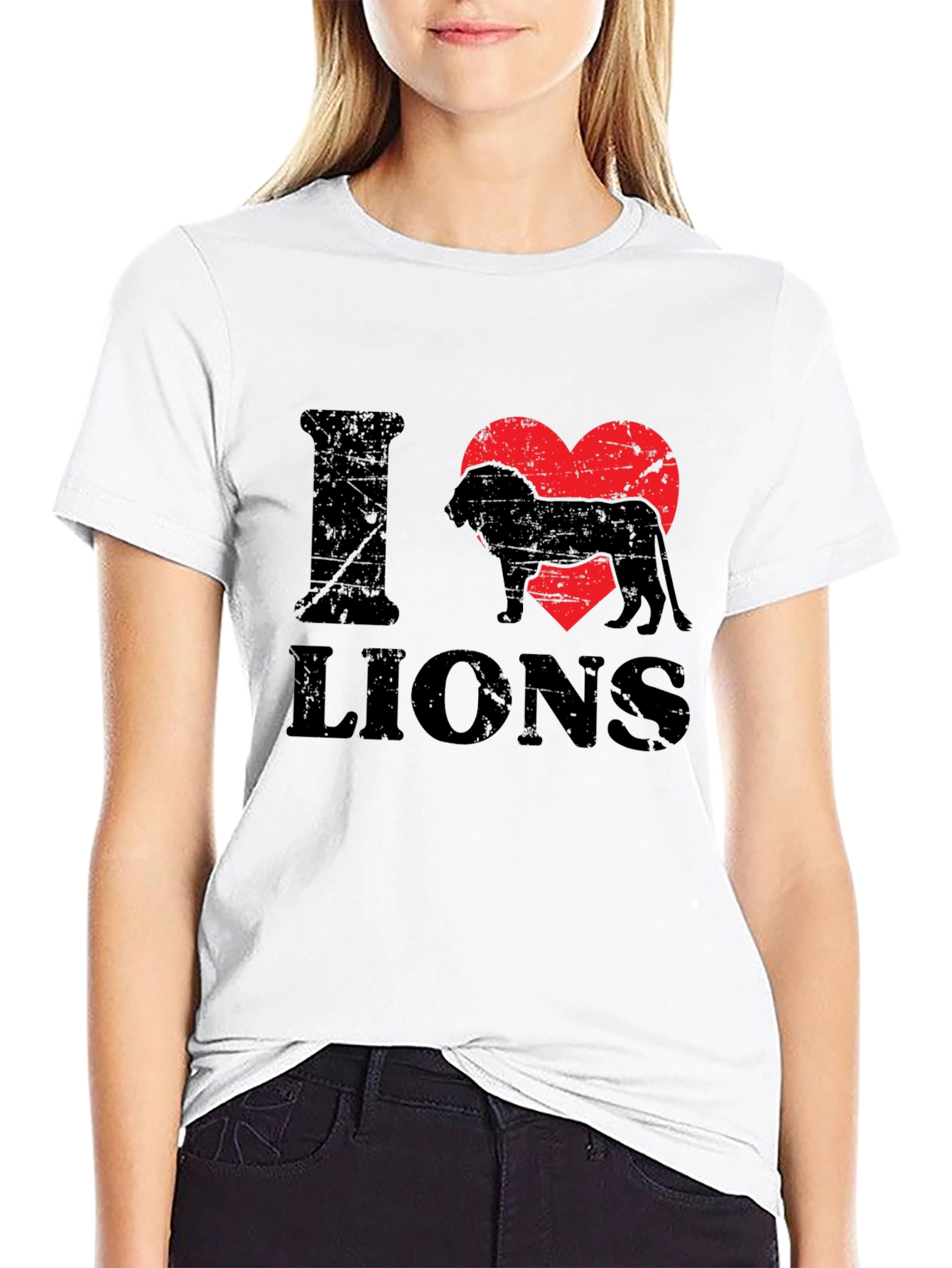 Black I Heart Lions Black T-Shirt - Animal Lover Tee view 9