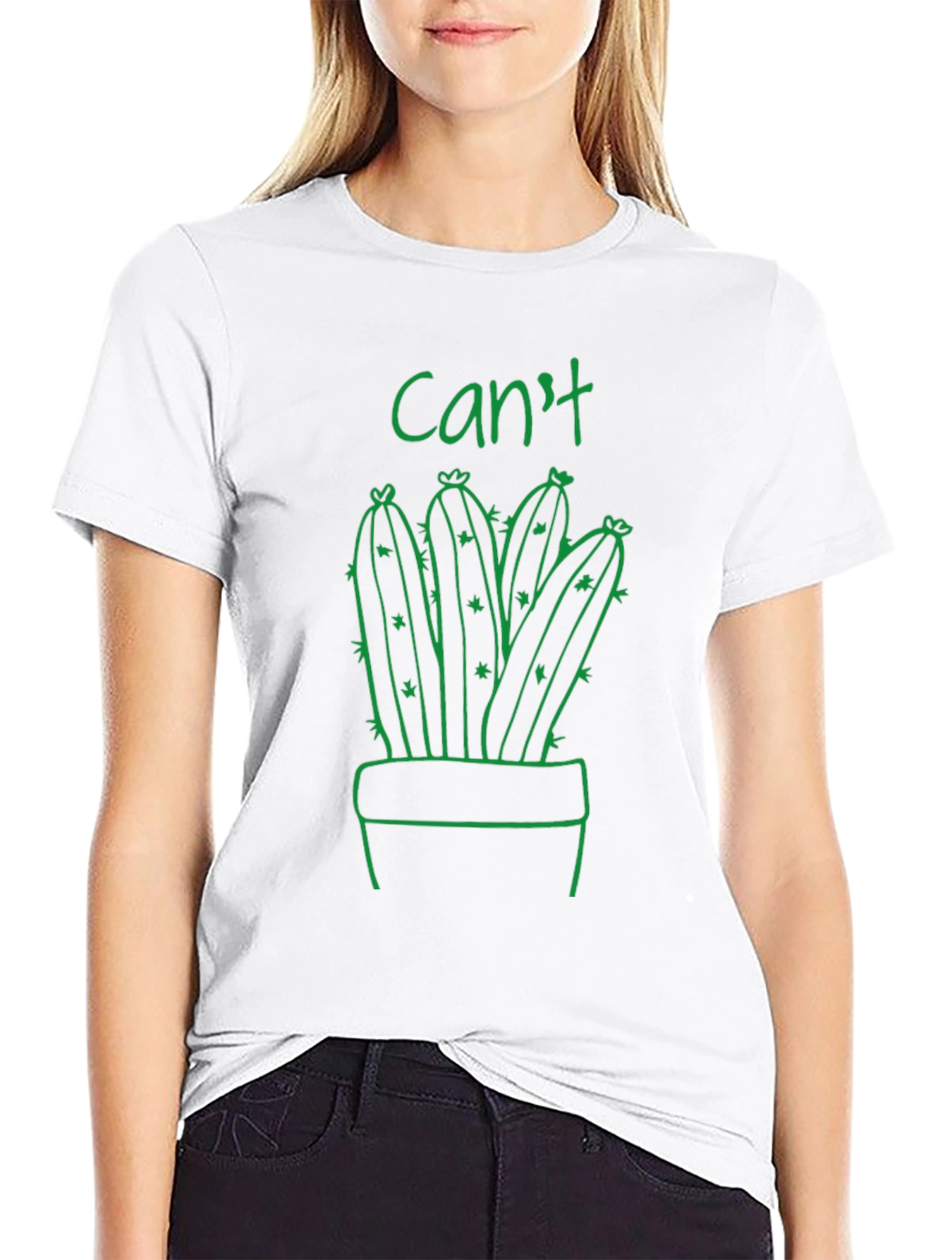 Black Cactus Pun Graphic Tee - "Can't" view 9