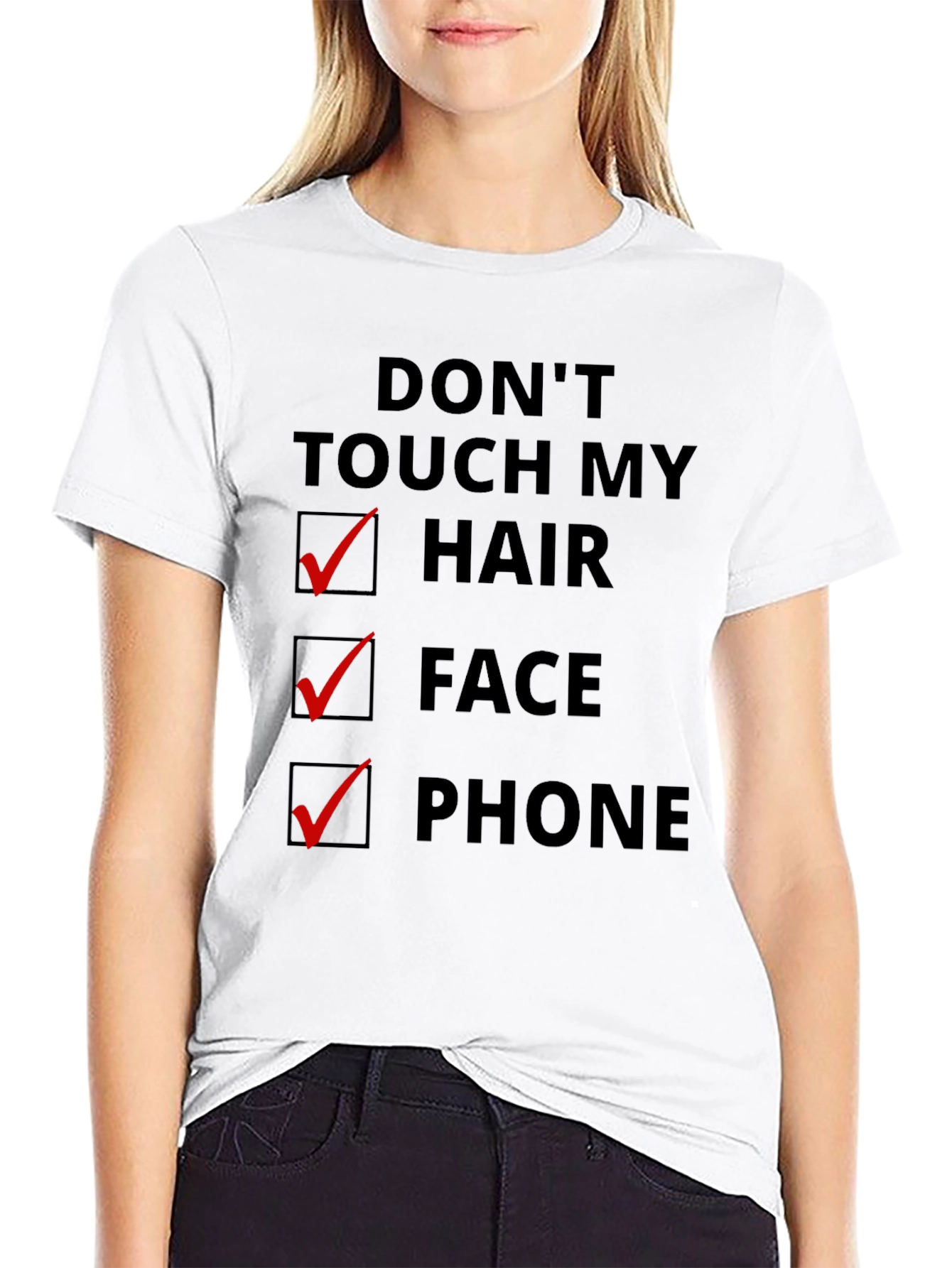 Black Don't Touch My Hair Face Phone Graphic T-Shirt view 9
