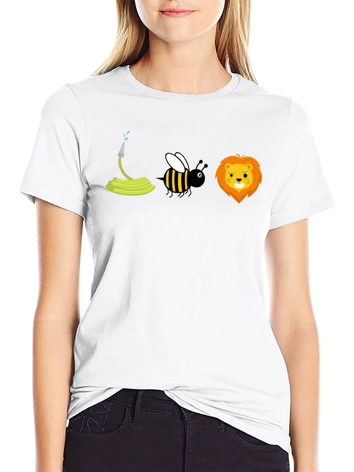 Black Hose-Bee-Lion Pun Graphic T-Shirt view 9