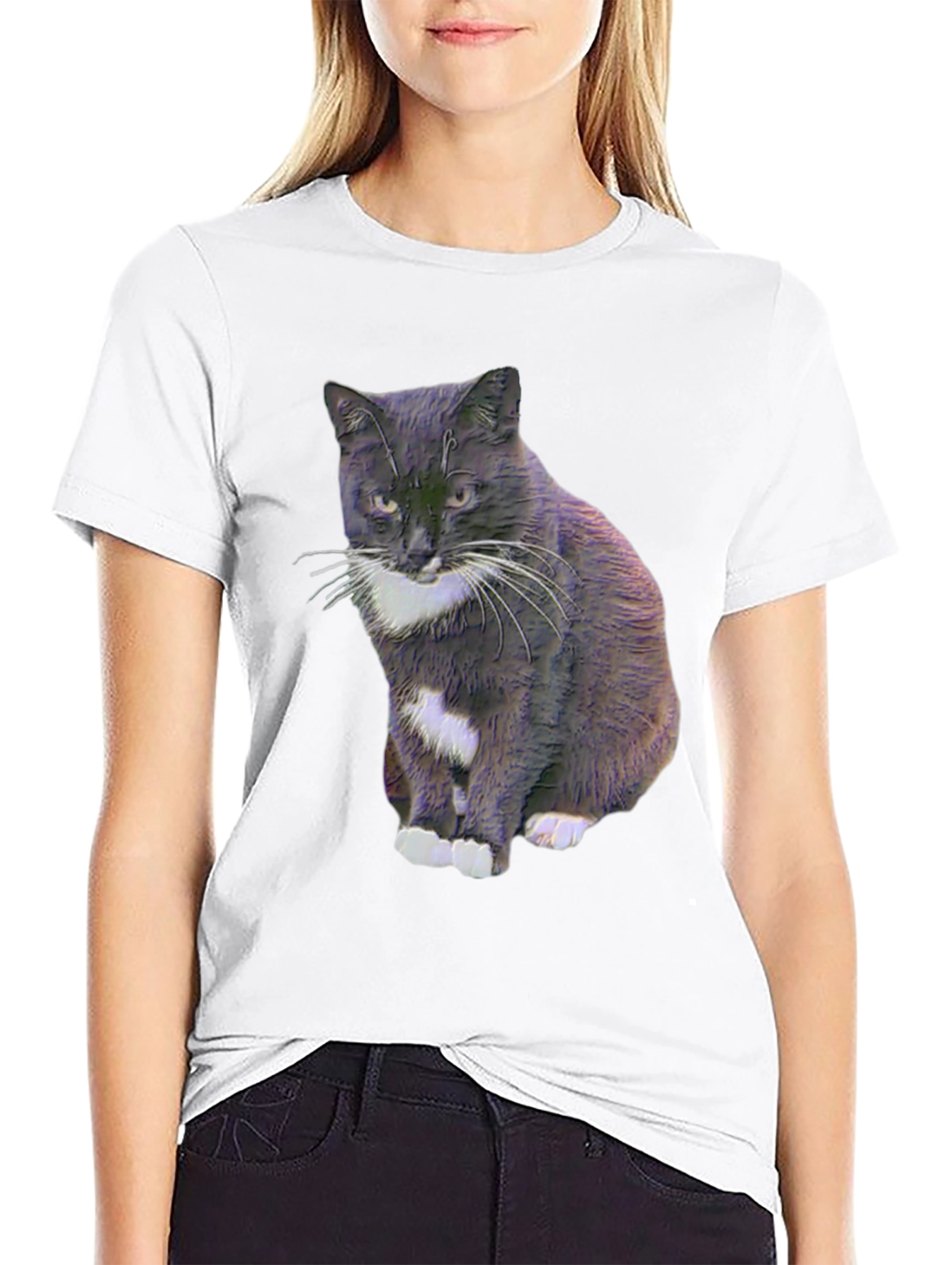 Black Cool Cat Graphic Tee - Black view 9