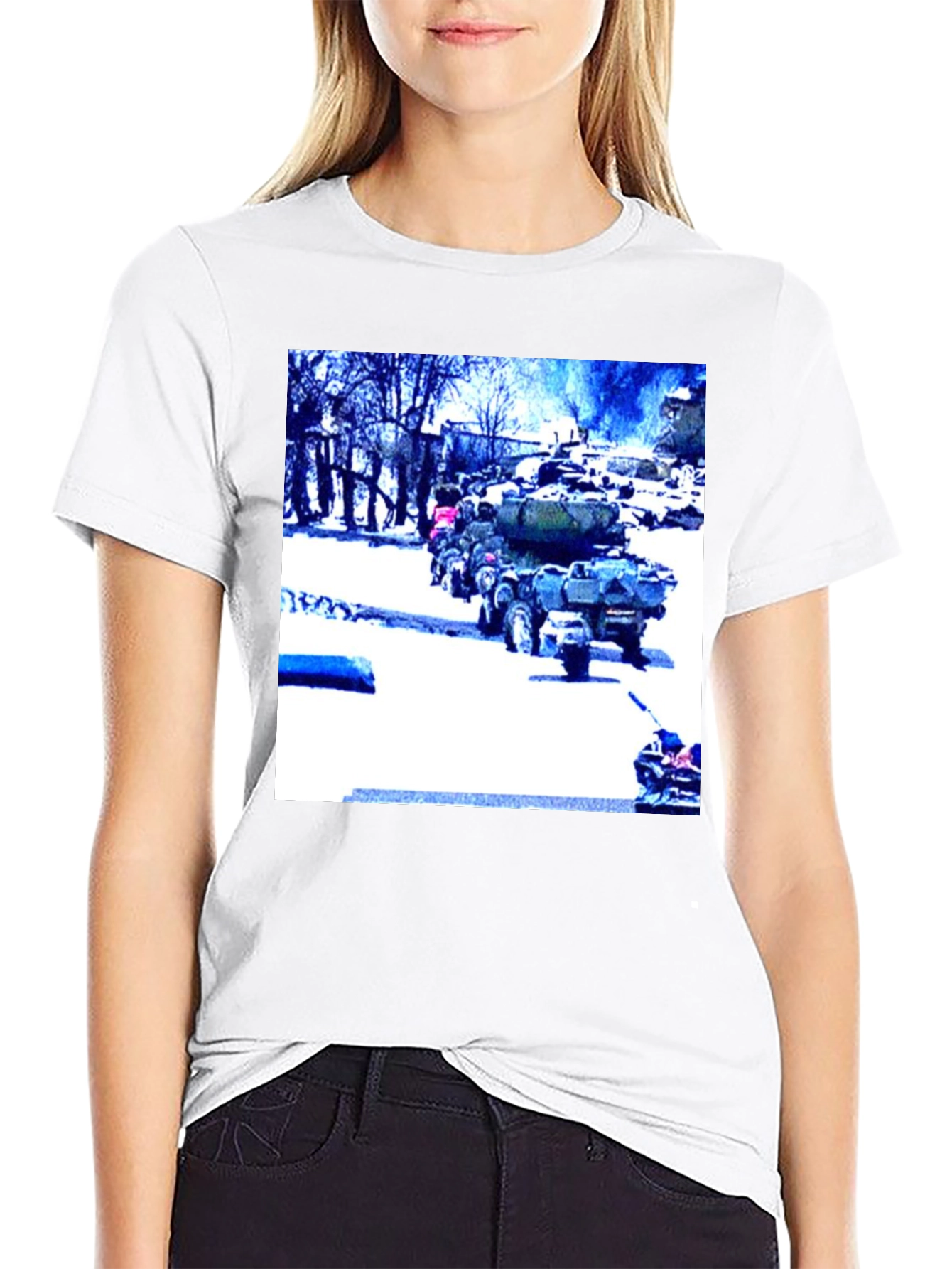 Black Military Vehicles on Black T-Shirt view 9