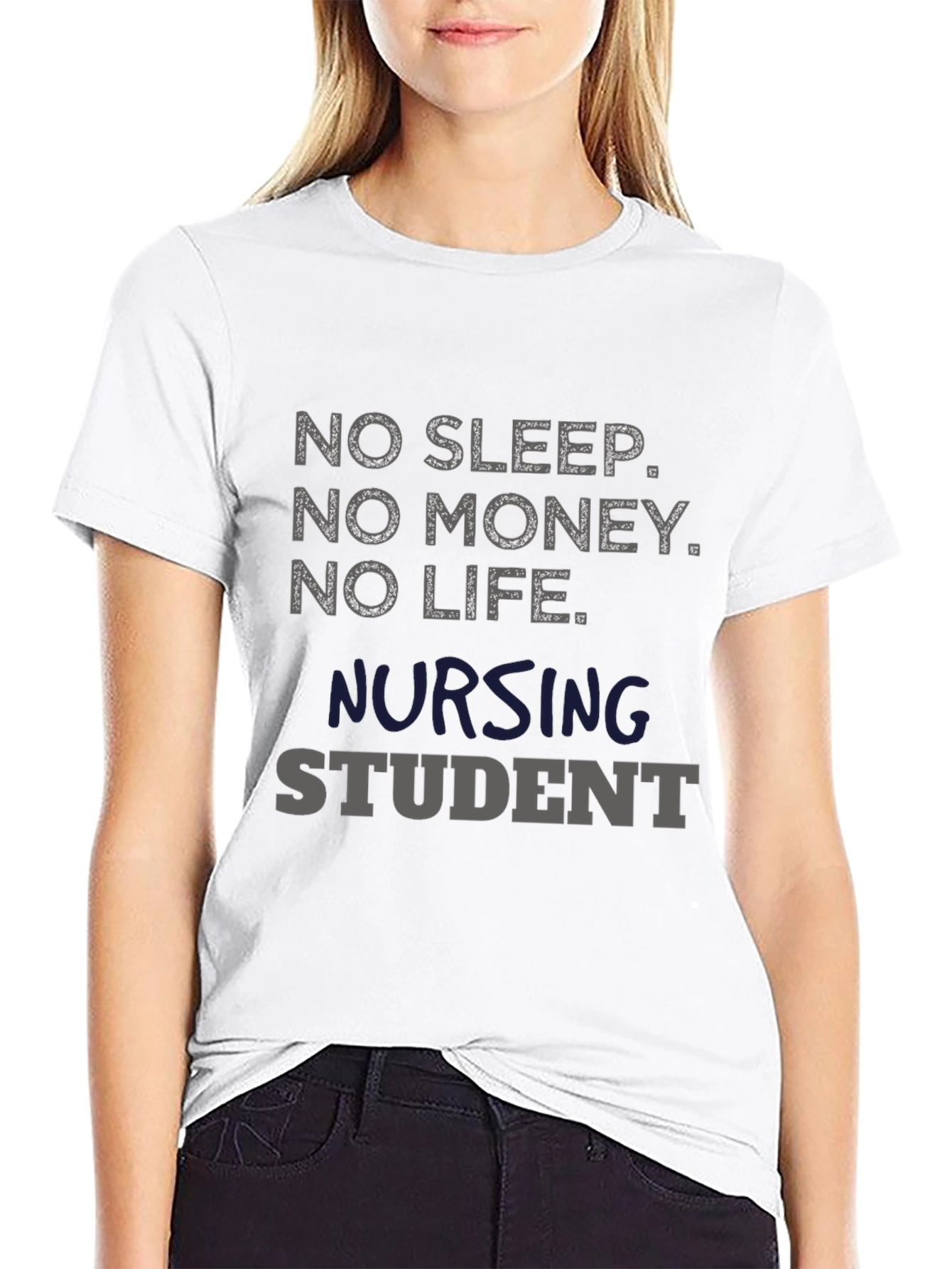 Black No Sleep Nursing Student T-Shirt - Black view 9