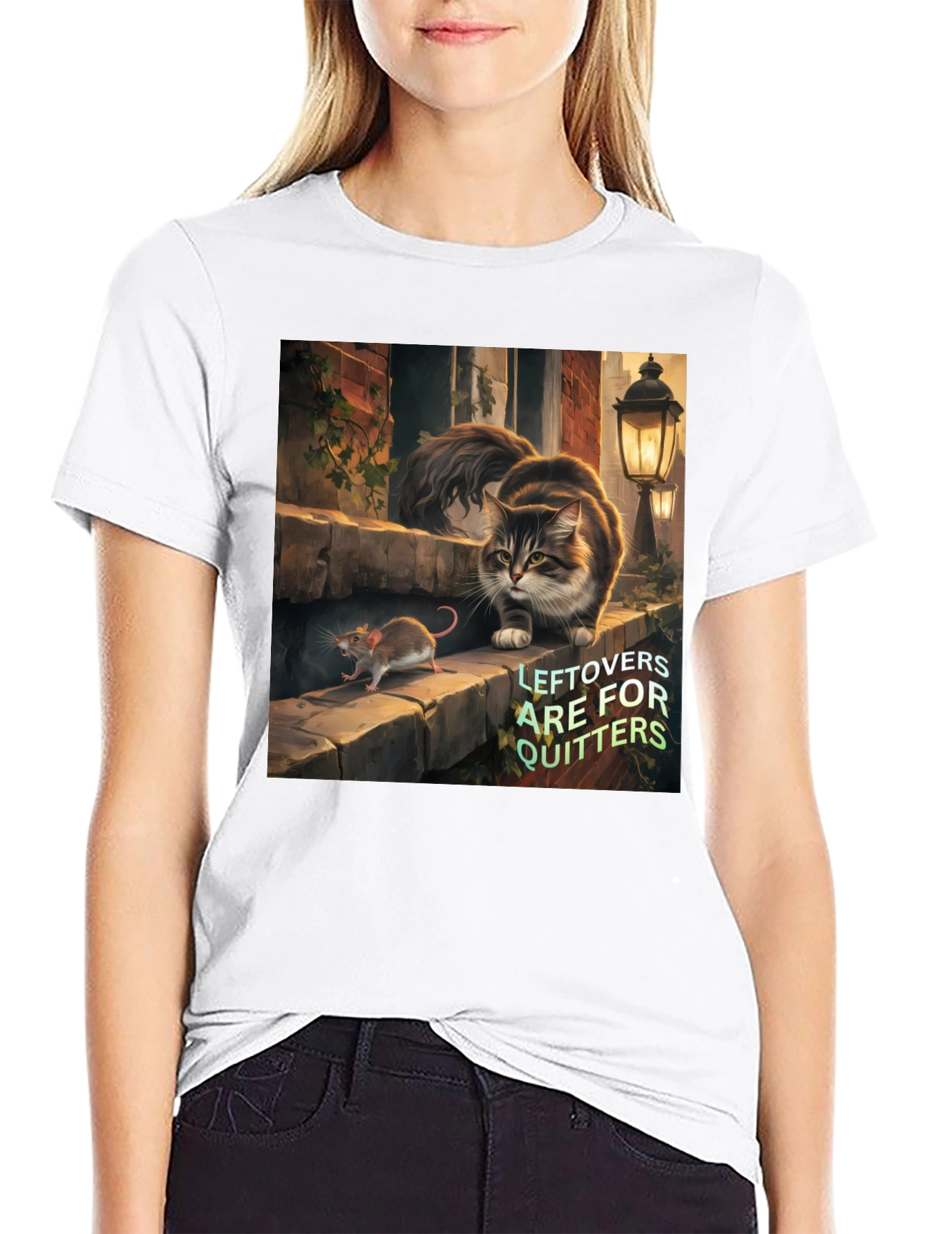 Black Cat & Mouse "Leftovers Are for Quitters" Graphic Tee view 9