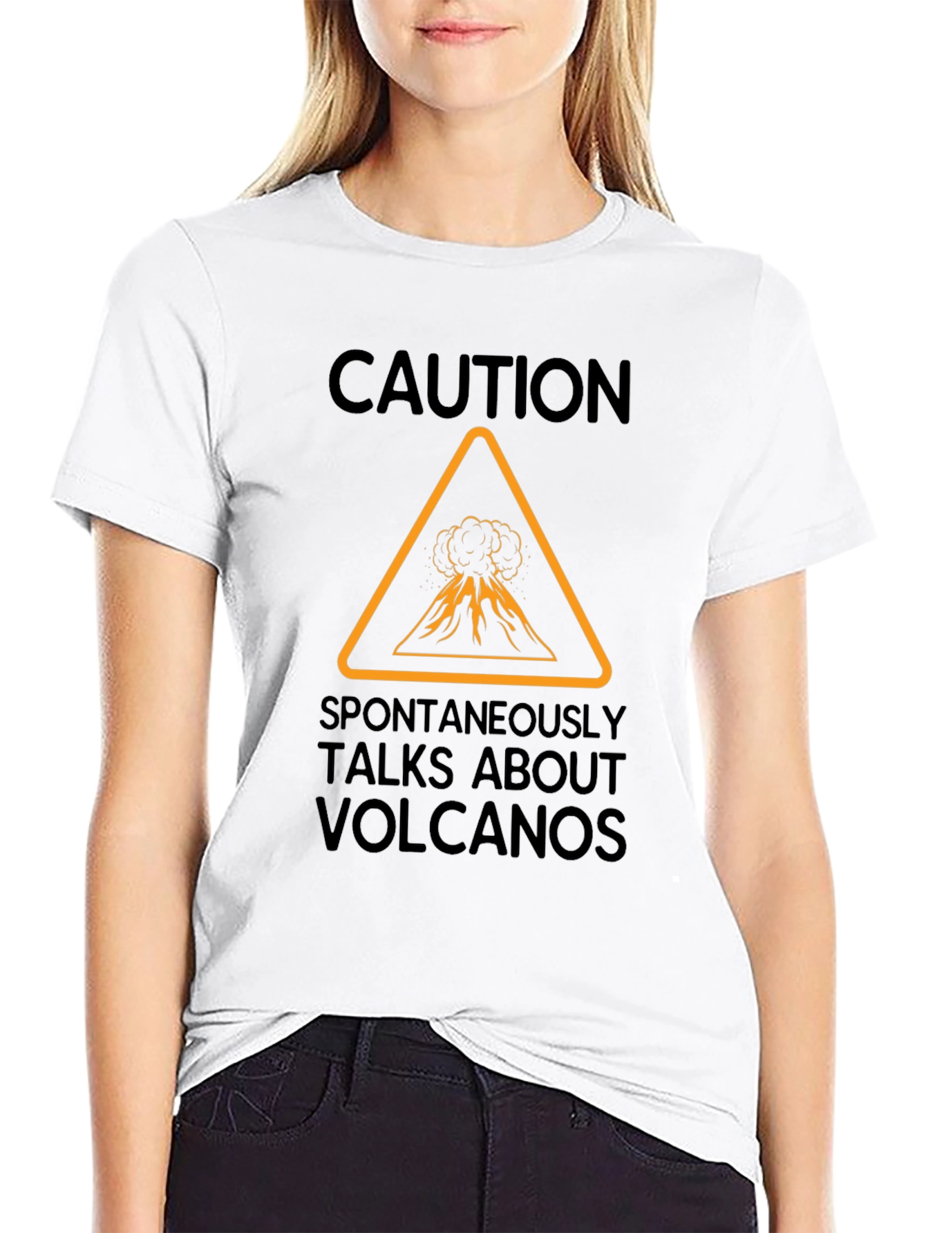 Black Caution: Volcano Talk T-Shirt - Funny & Unique Design view 9