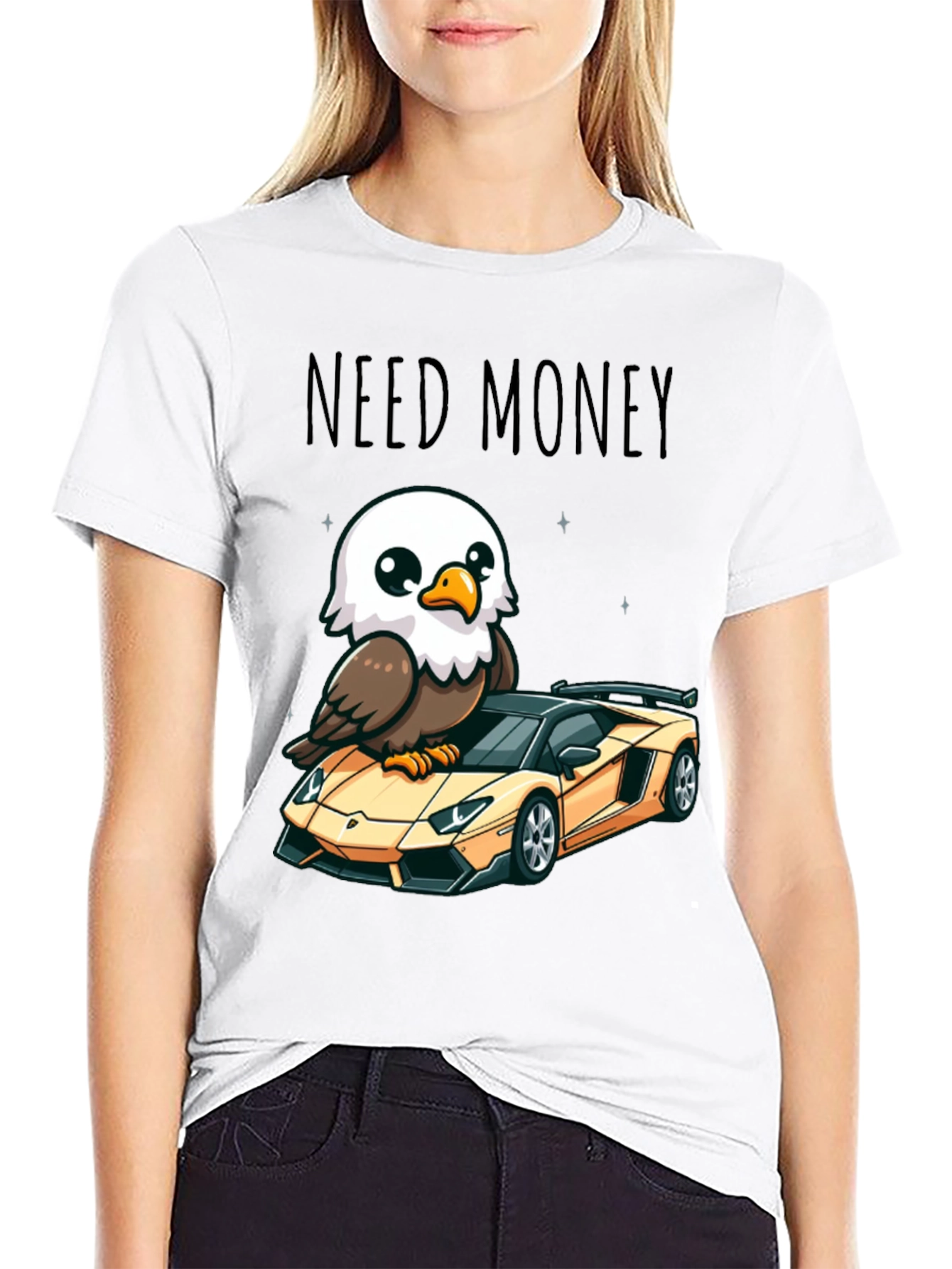 Black Need Money Eagle Car Graphic T-Shirt view 9