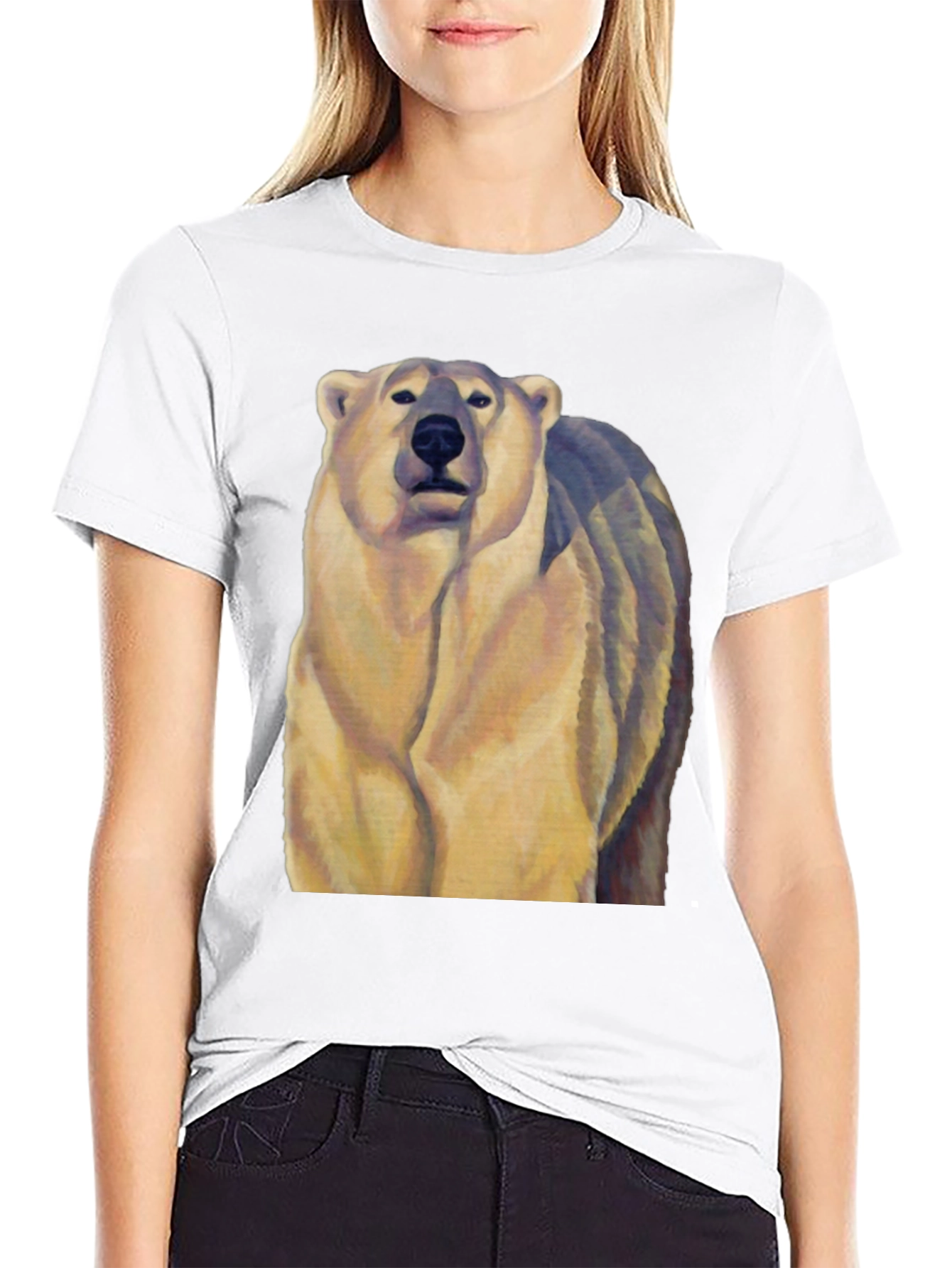 Black Polar Bear Graphic Tee - Black Cotton Blend view 9