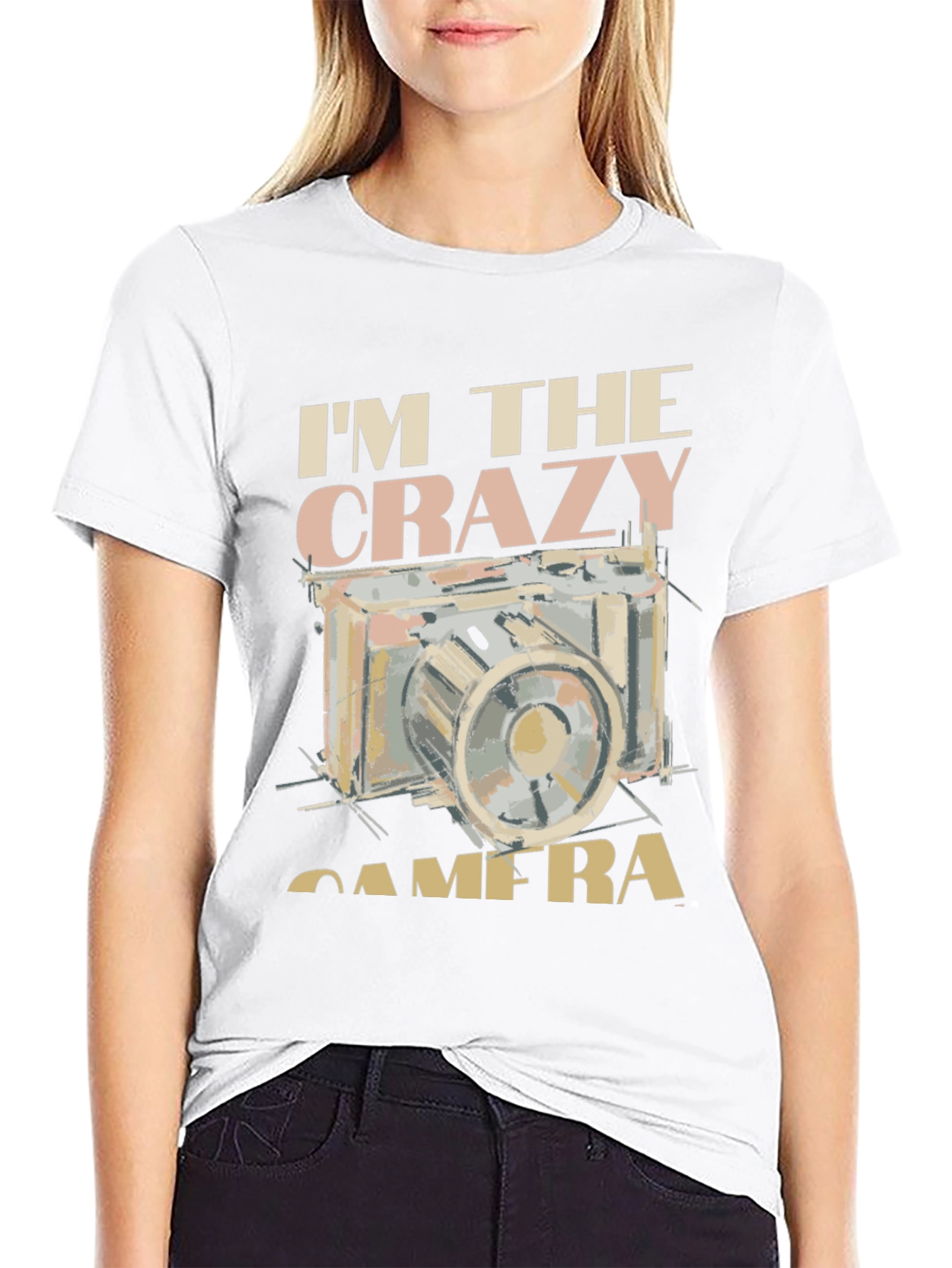 Black Crazy Camera Graphic Tee - Black Short Sleeve T-Shirt view 9