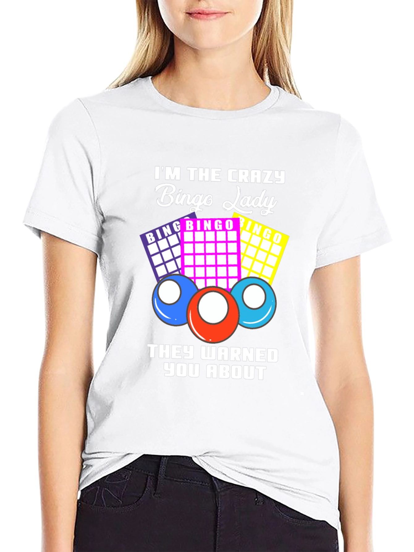 Black Crazy Bingo Lady T-Shirt view 9