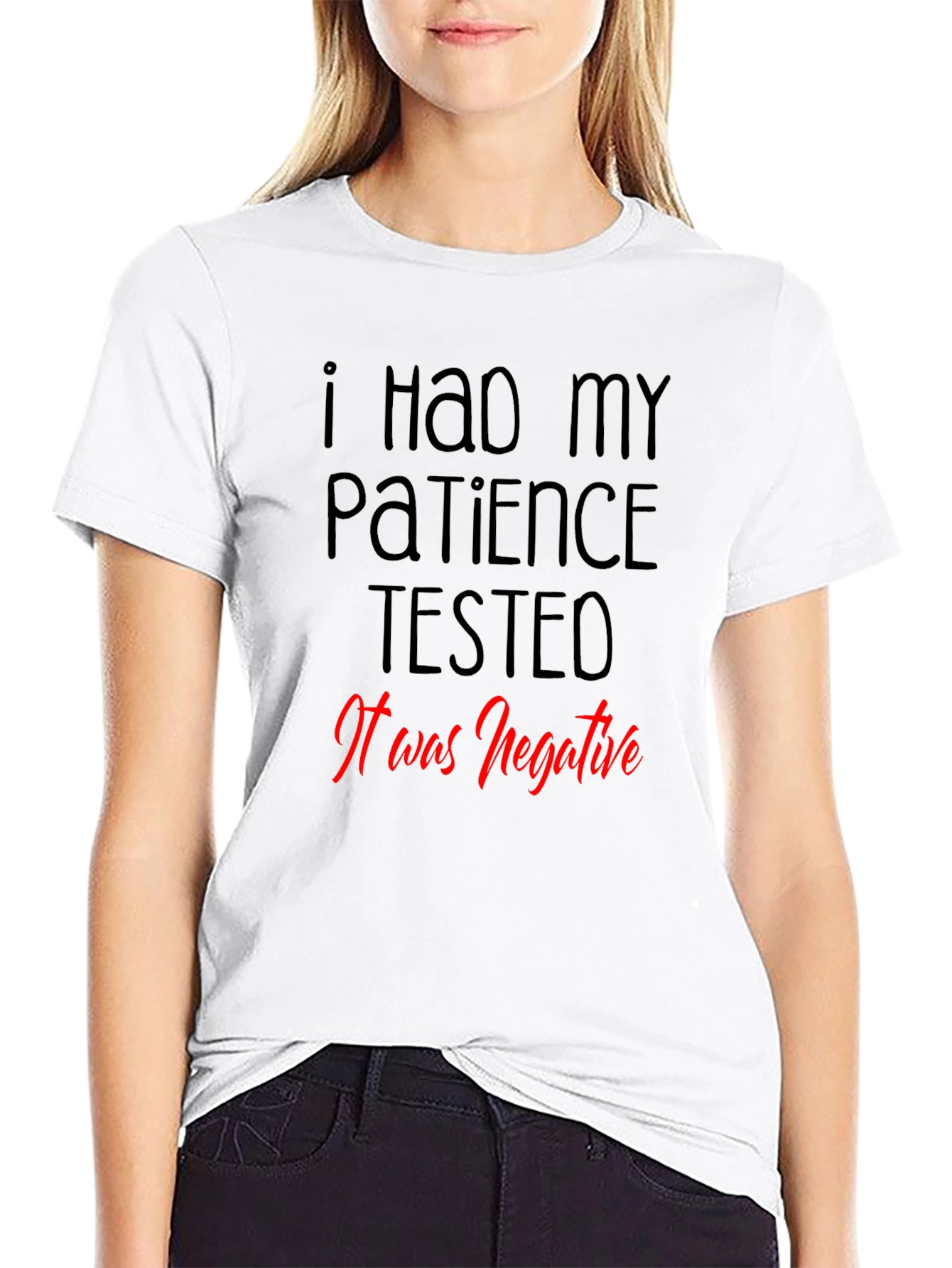 Black Patience Tested T-Shirt - Funny Graphic Tee view 9