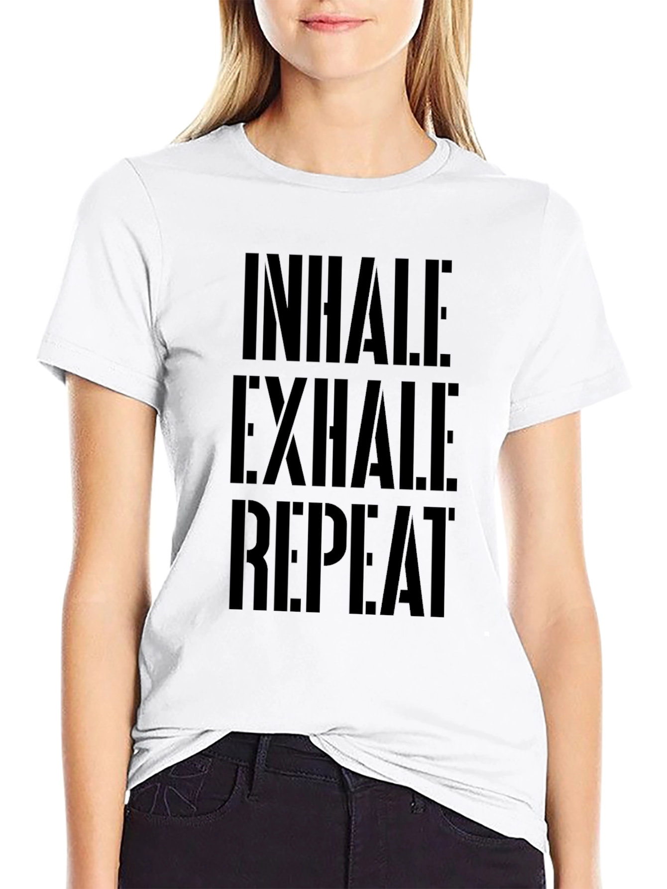 Black Inhale Exhale Repeat Black Graphic Tee view 9