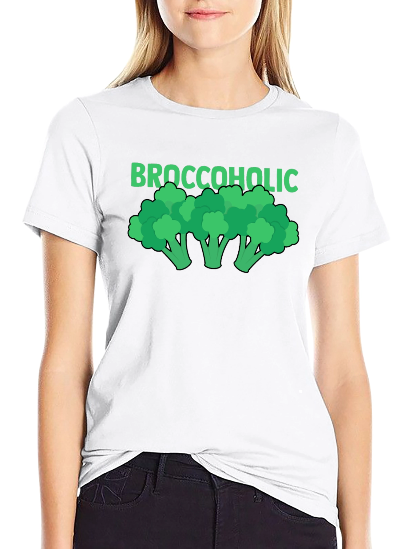 Black Broccoholic T-Shirt - Funny Vegetarian Tee view 9