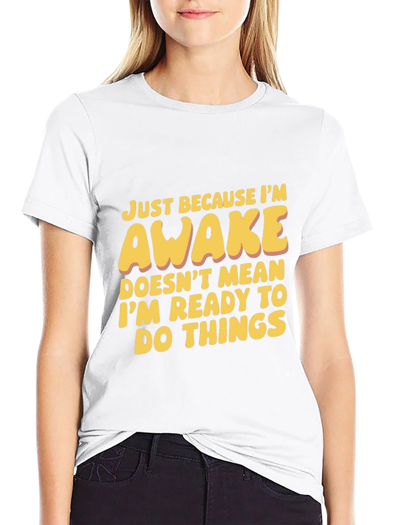 Black Funny Awake T-Shirt: Not Ready for Things view 9