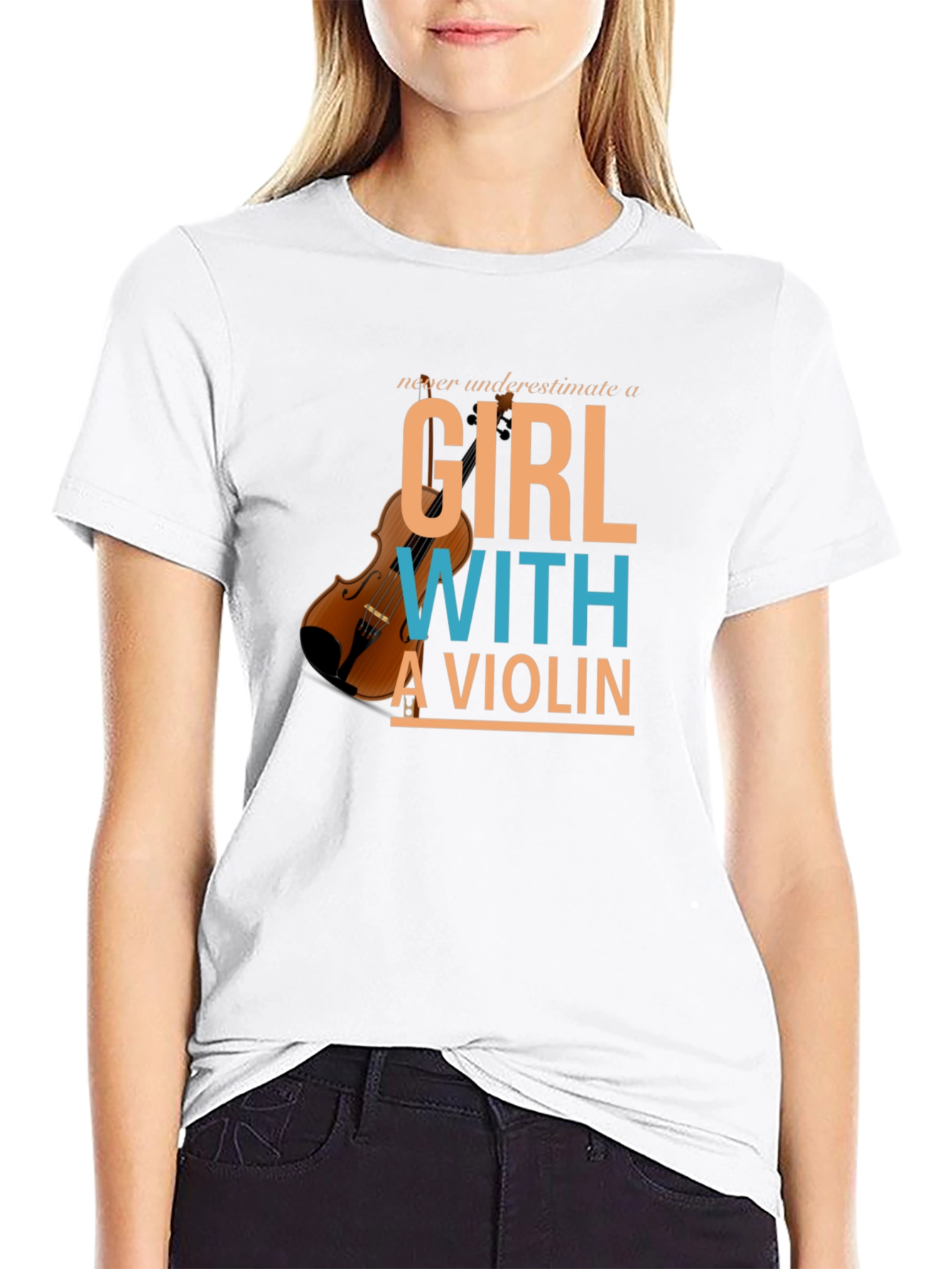 Black Violin Girl T-Shirt - Musician Gift view 9