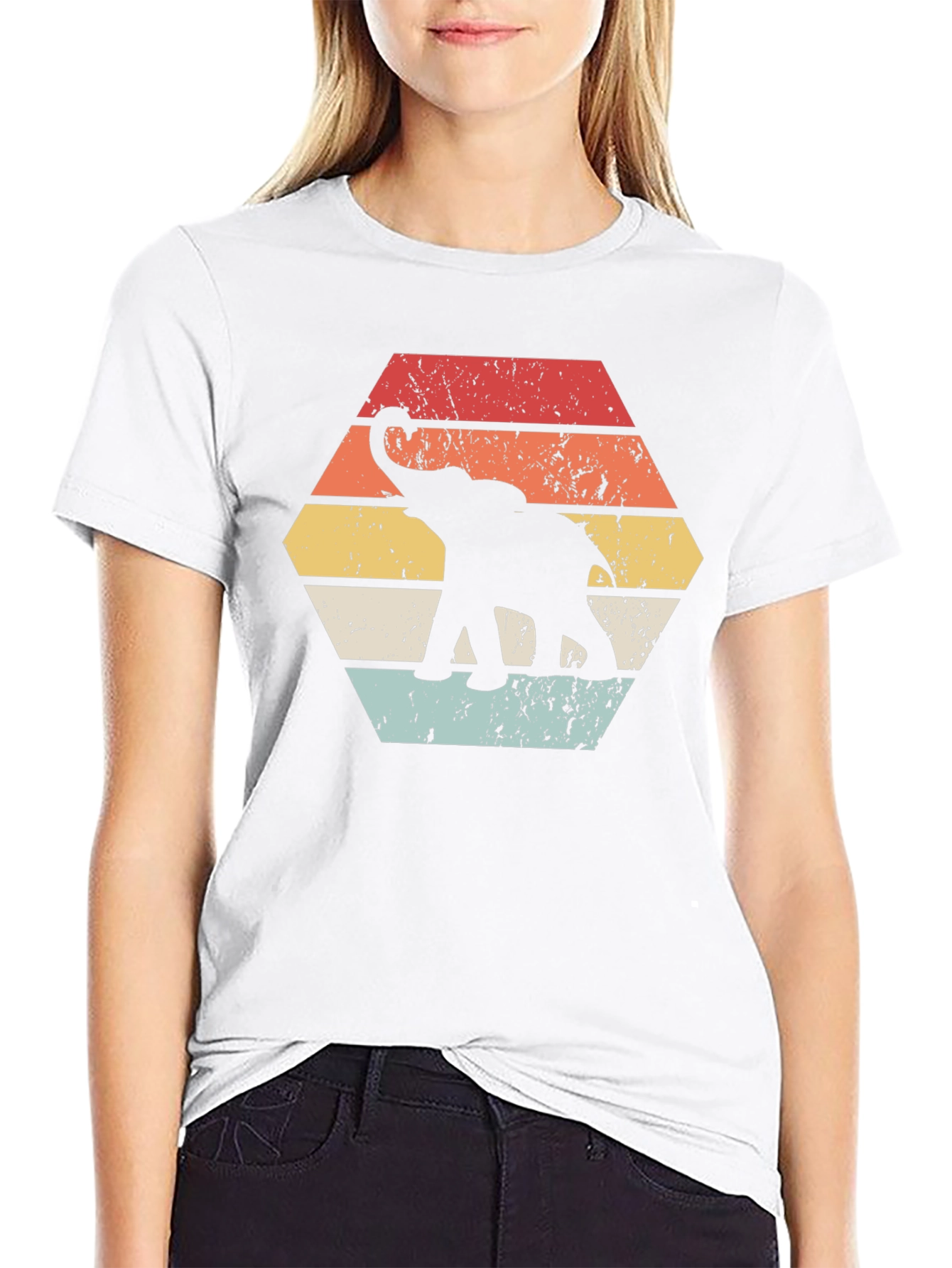 Black Retro Elephant Graphic Tee - Unisex Black T-Shirt view 9