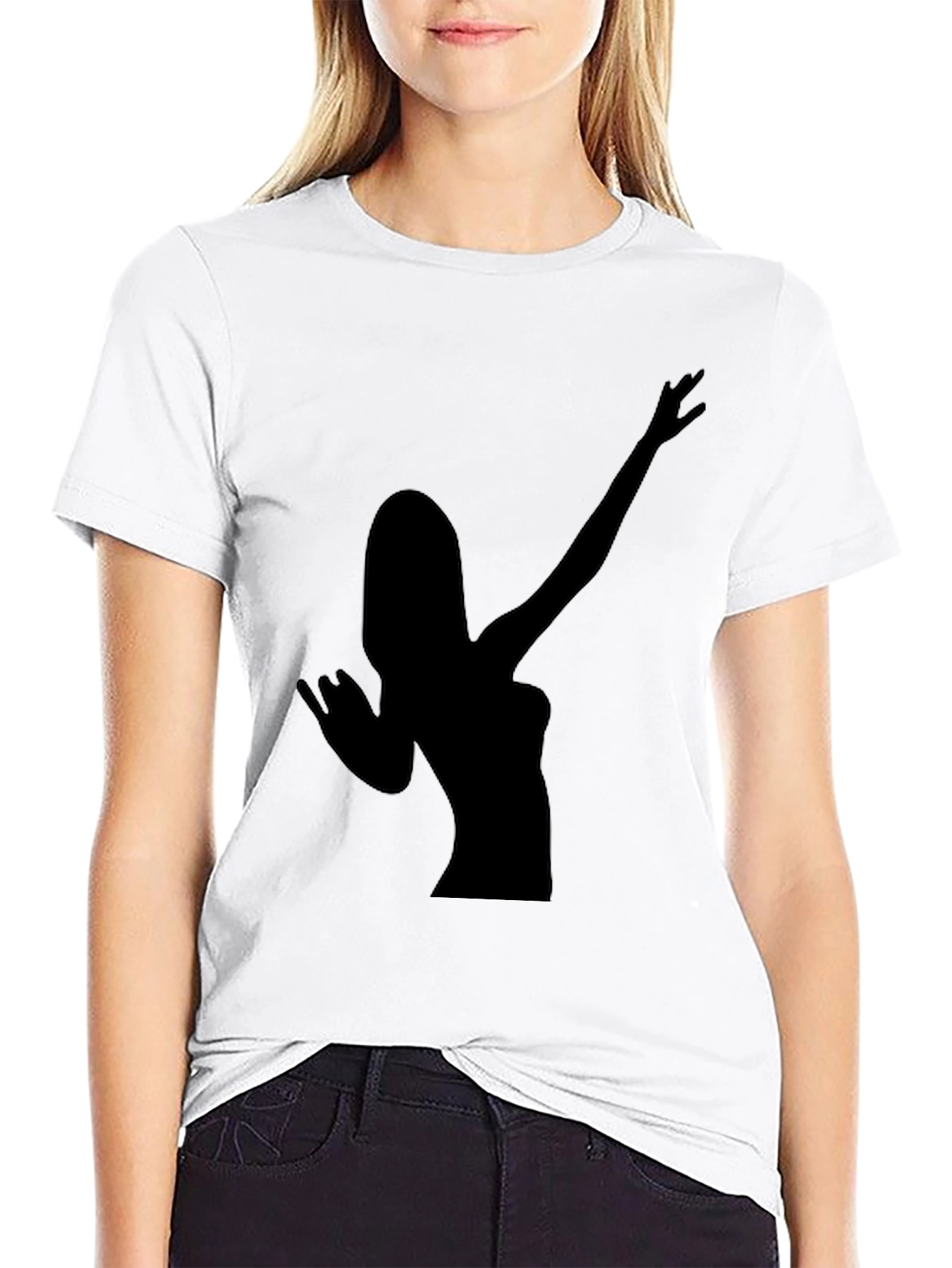 Black Silhouette Woman Gesture Black T-Shirt view 9