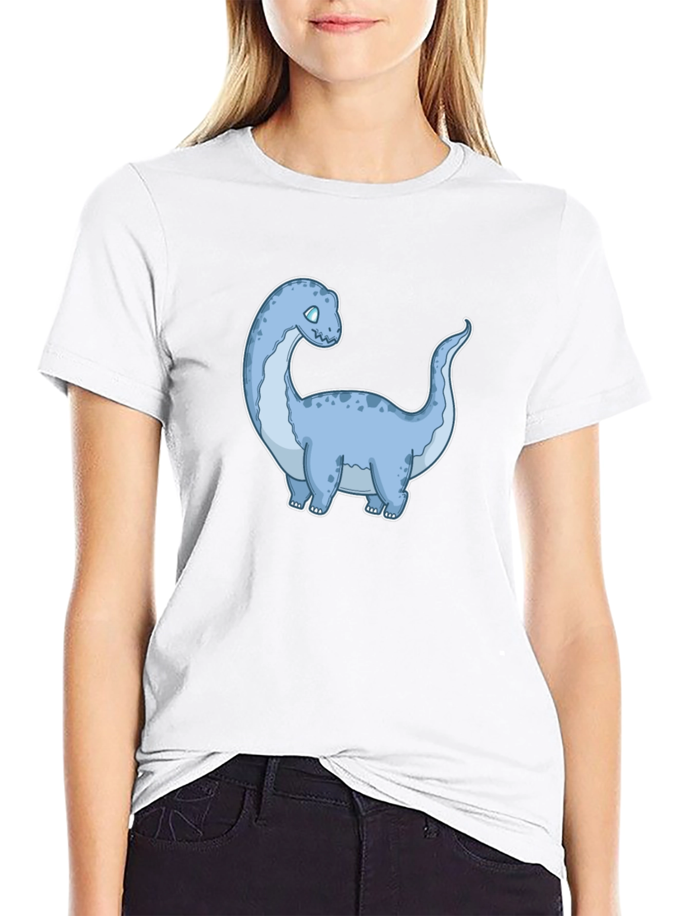 Black Cartoon Dinosaur Graphic Tee - Black view 9