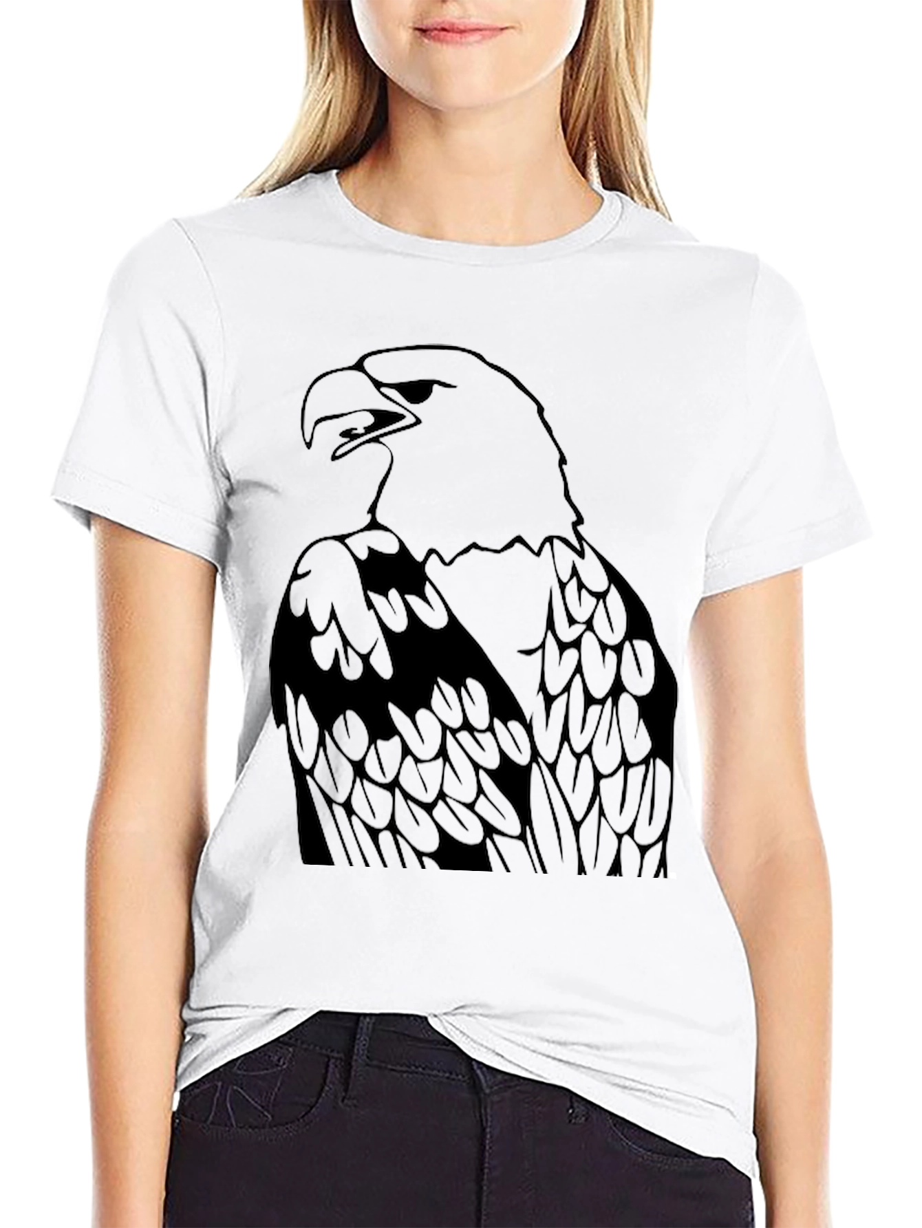 Black Men's Black Eagle Graphic Tee - Bold Statement Shirt view 9