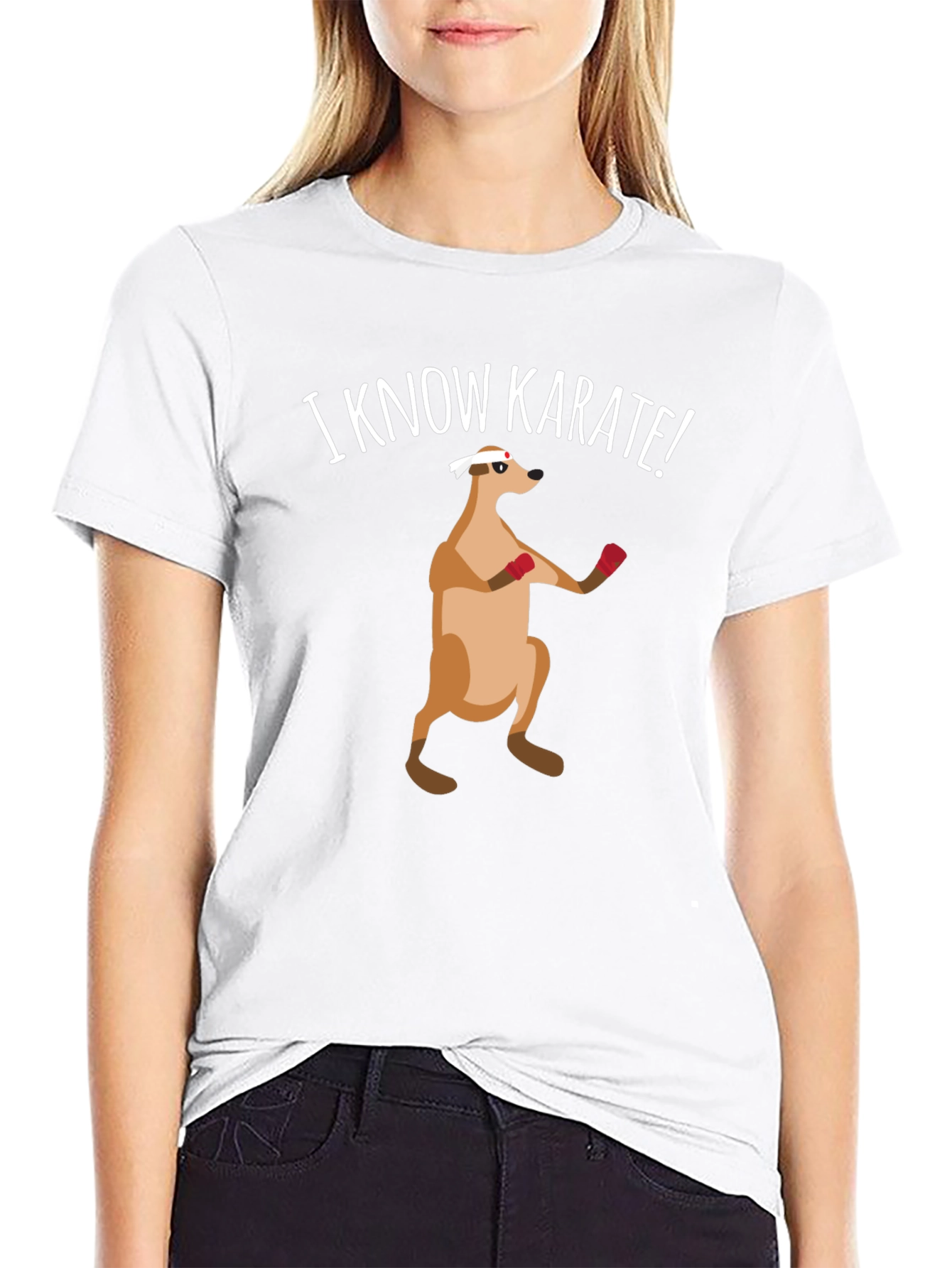 Black Funny Karate Meerkat Black T-Shirt view 9