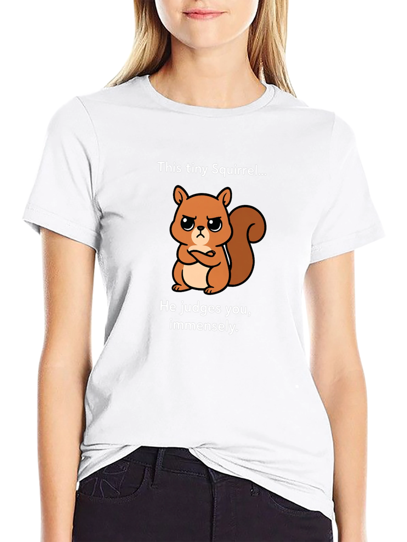 Black Funny Squirrel Graphic T-Shirt - He Judges You view 9