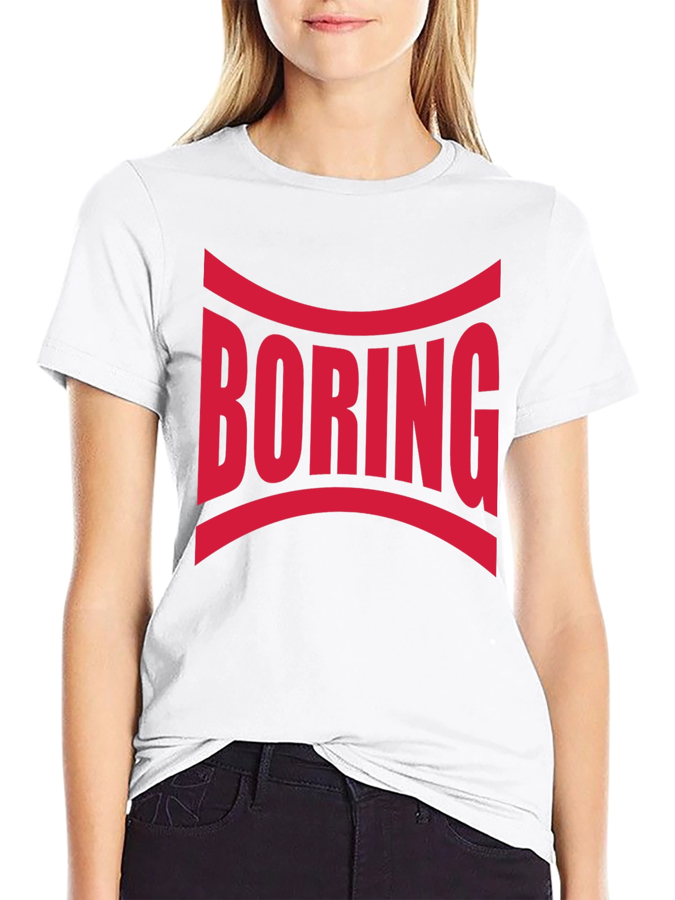 Black Boring Graphic Print Crew Neck T-Shirt view 9