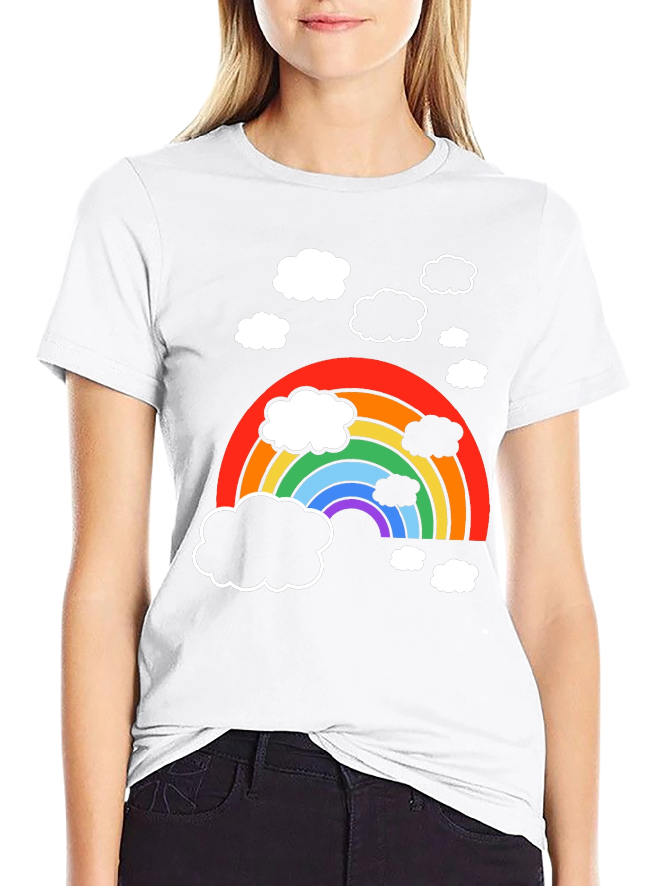 Black Rainbow Cloud Graphic T-Shirt - Soft Cotton Blend view 9