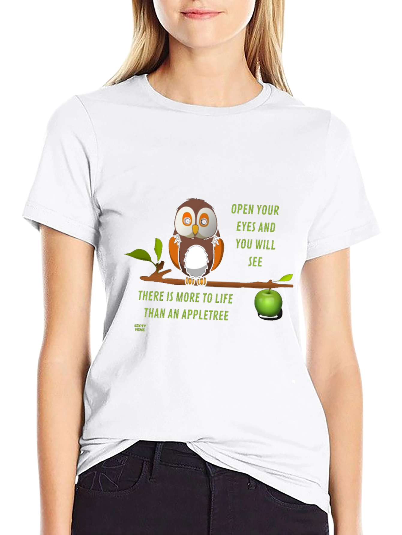 Black Owl Apple Tree Graphic T-Shirt view 9