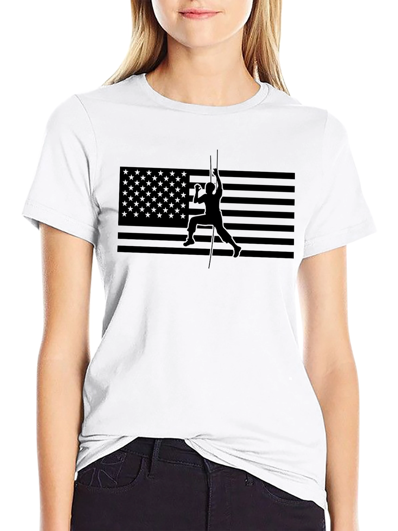 Black American Flag Lineman T-Shirt - Black view 9