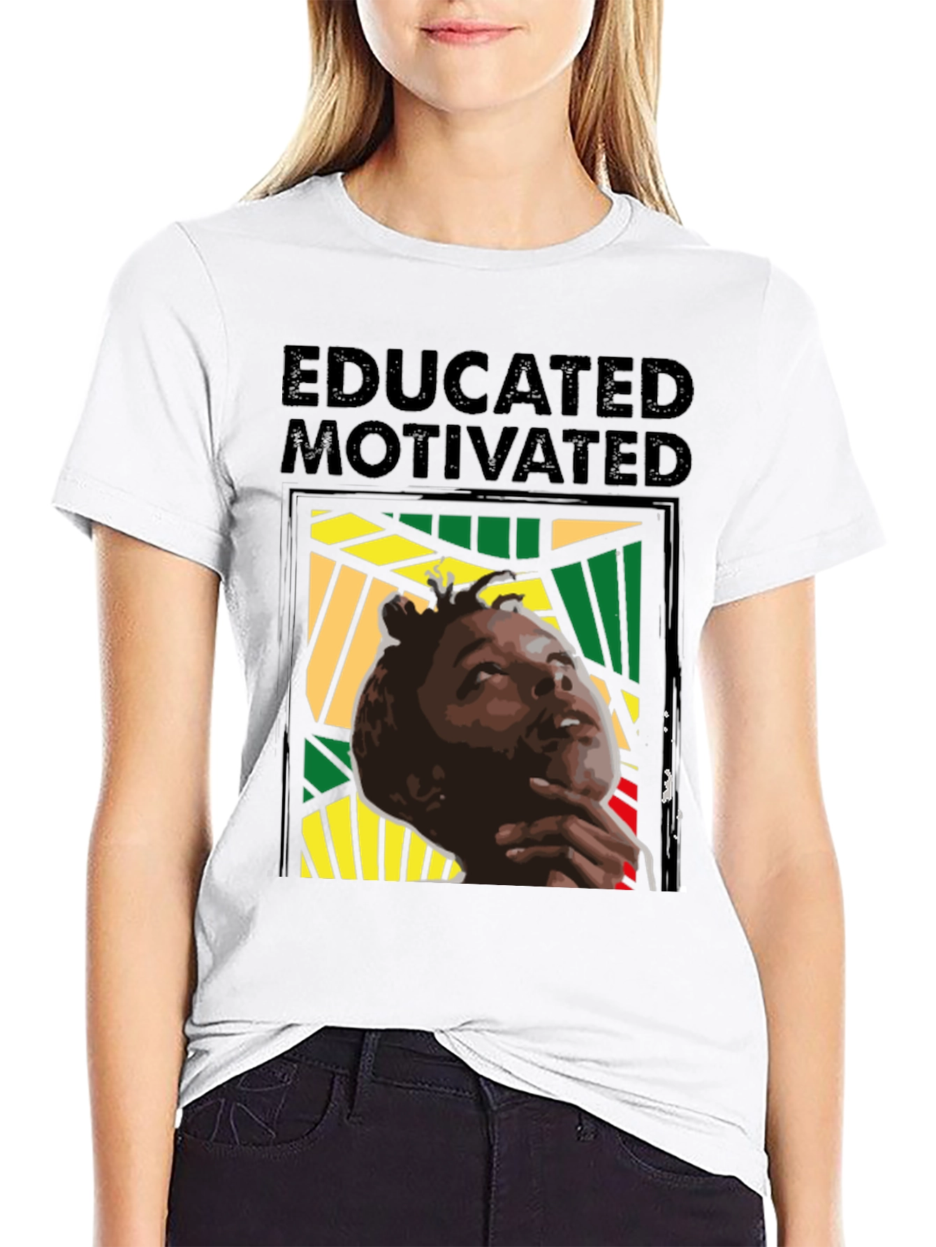 Black Educated & Motivated Graphic Tee view 9