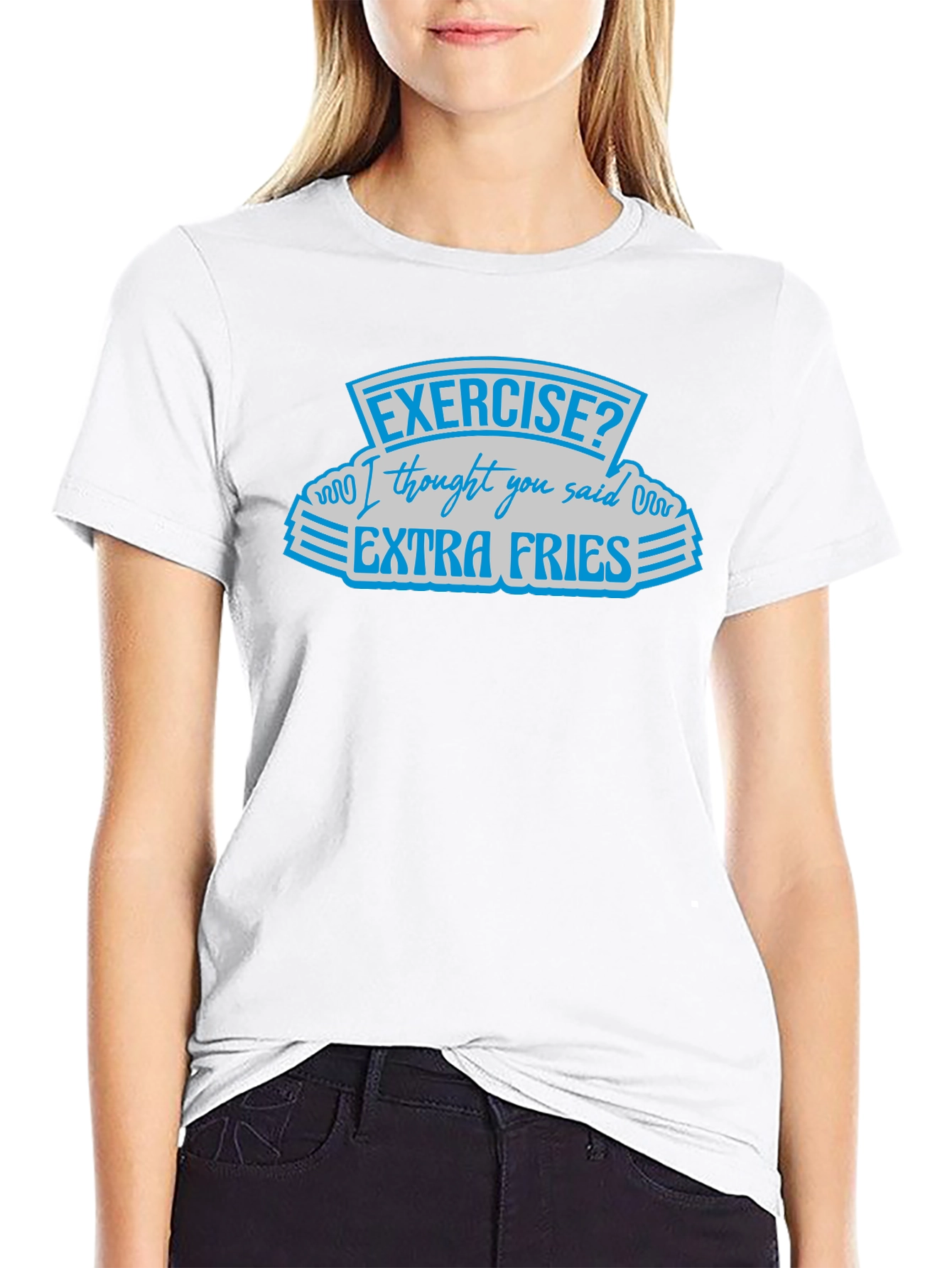 Black Exercise? Extra Fries Black Graphic Tee view 9