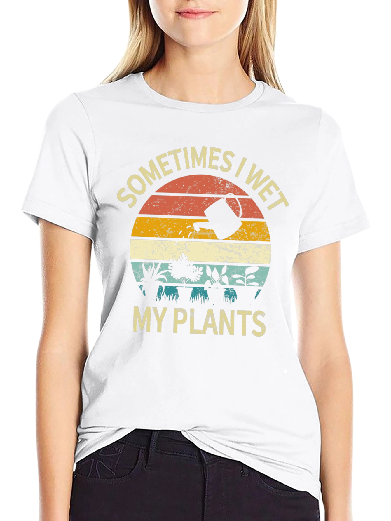Black Funny "Sometimes I Wet My Plants" Graphic T-Shirt view 9