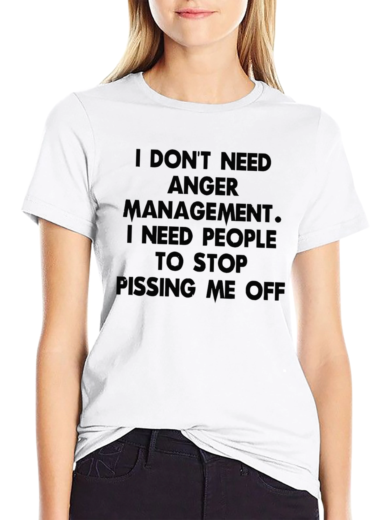 Black Anger Management Slogan T-Shirt view 9