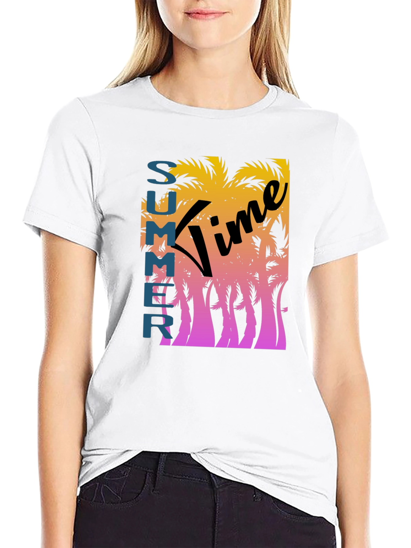 Black Summer Time Graphic Tee - Black view 9