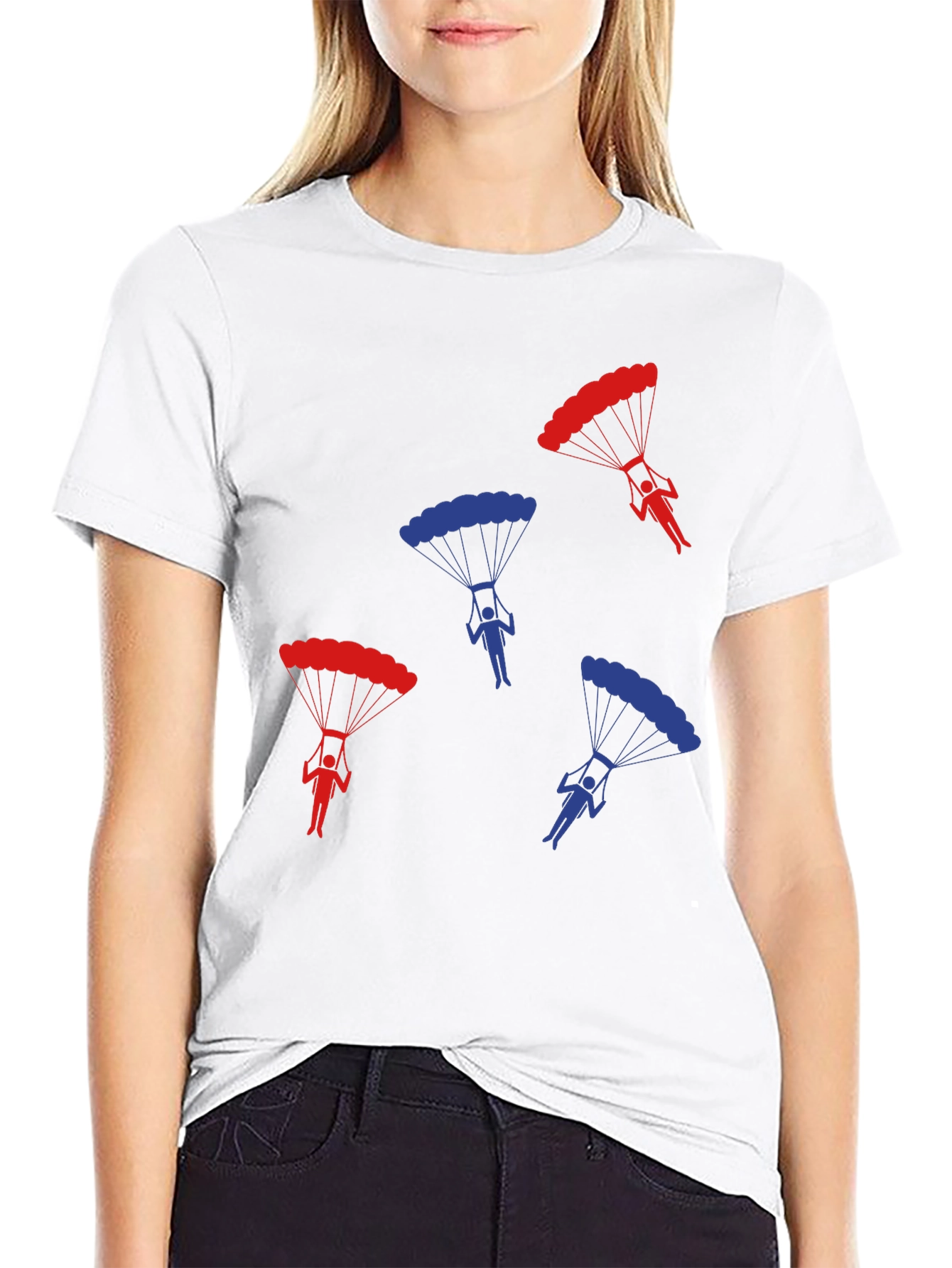 Black Parachute Design Black T-Shirt view 9