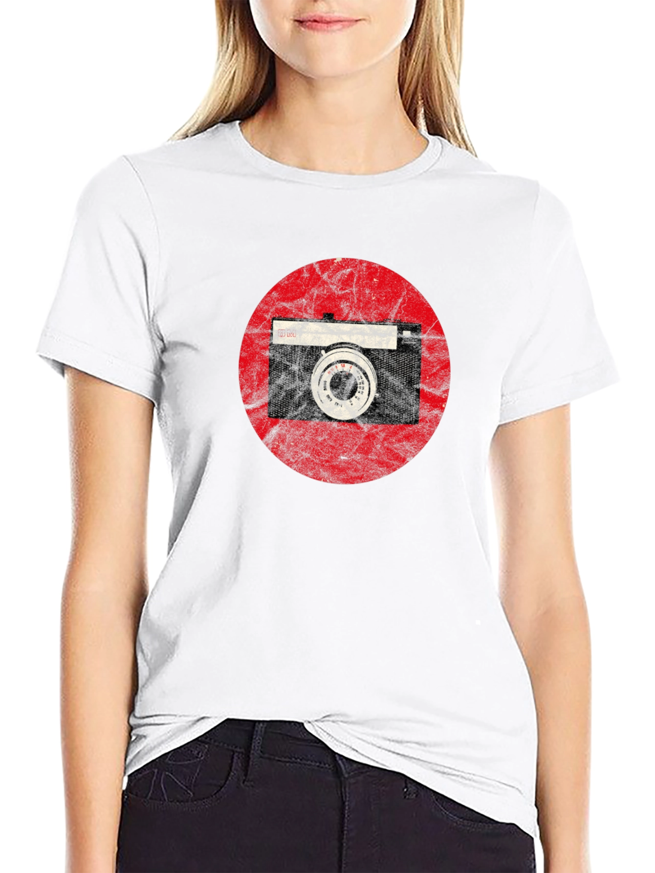 Black Retro Camera Graphic Tee - Vintage Style Shirt view 9