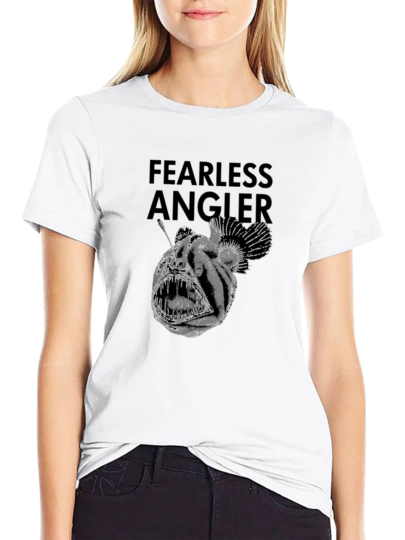 Black Fearless Angler Black Graphic T-Shirt view 9
