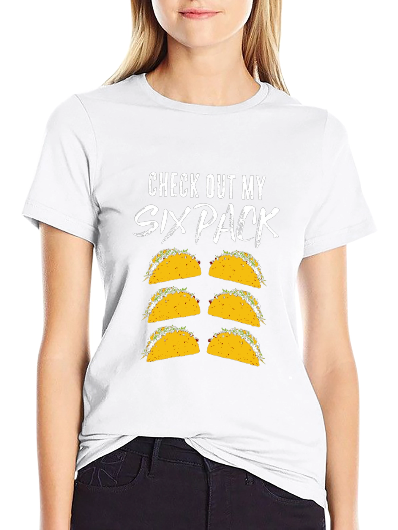 Black Funny Six Pack Taco Graphic T-Shirt view 9