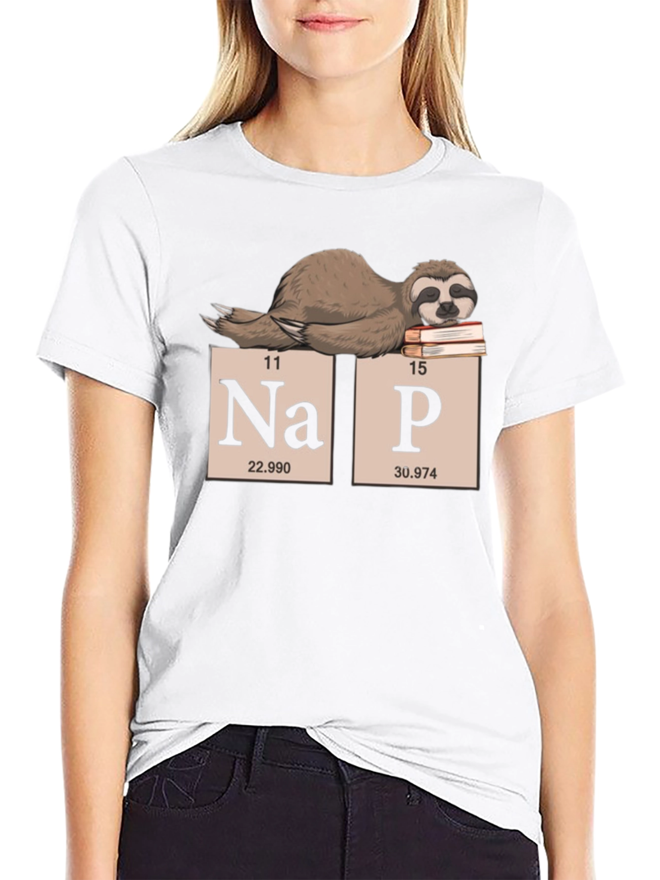 Black Nap Sloth Periodic Table T-Shirt - Chemistry Humor Tee view 9