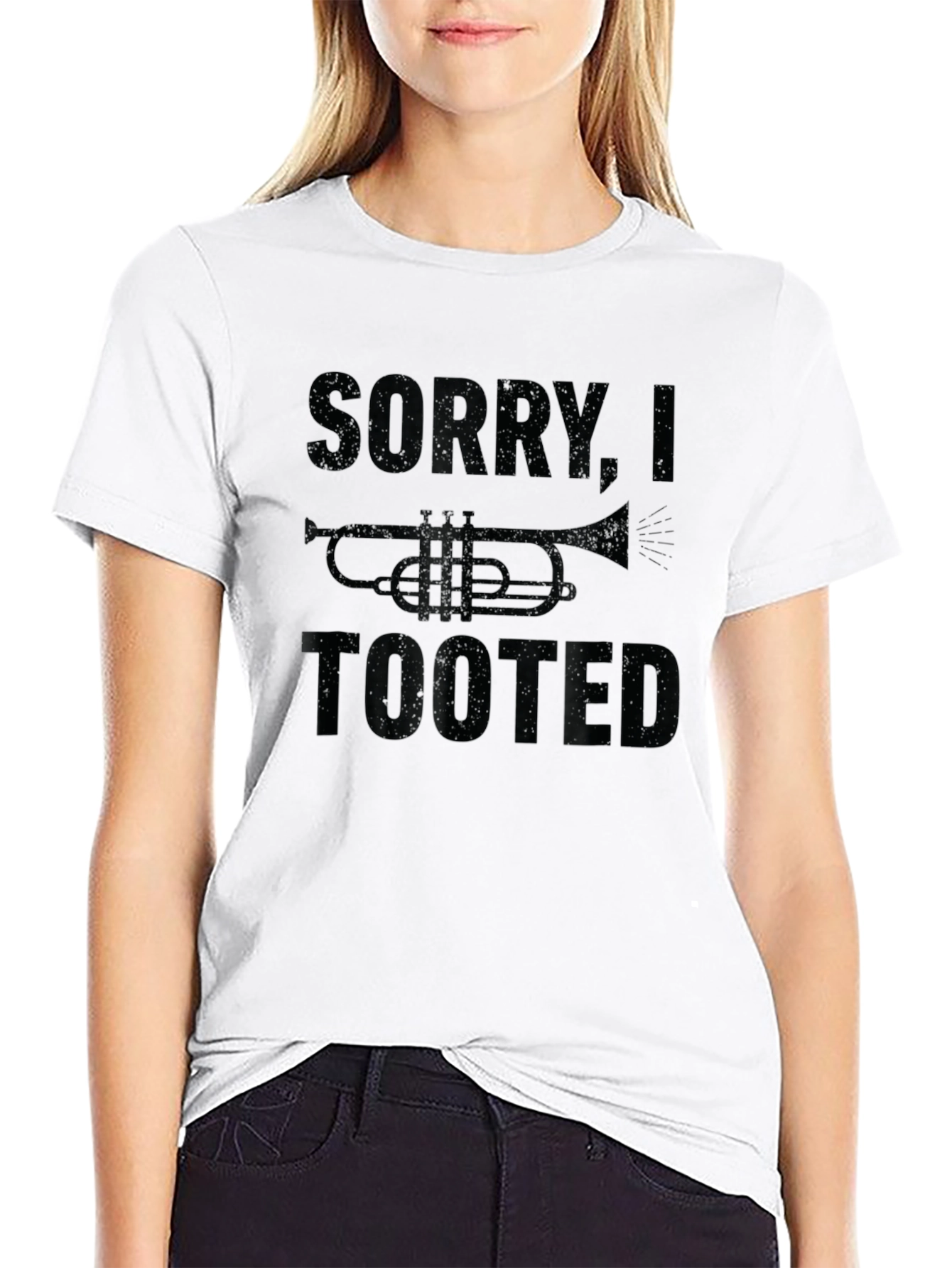 Black Sorry I Tooted Funny Trumpet T-Shirt view 9