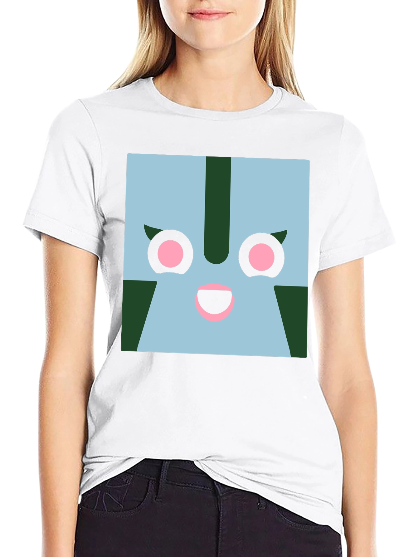 Black Geometric Character Graphic Tee - Black view 9