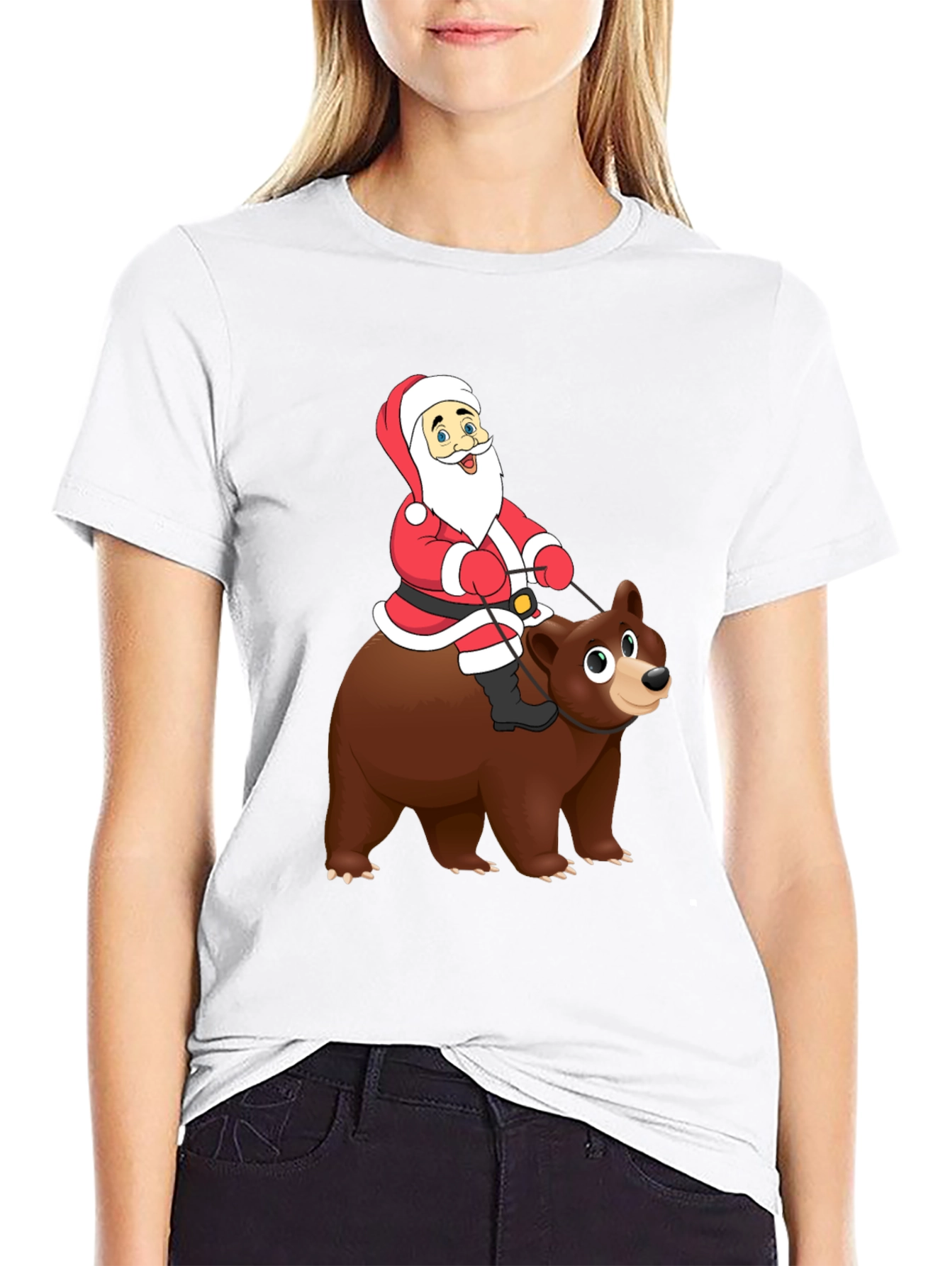 Black Santa Riding Bear Graphic Tee - Holiday Cheer! view 9