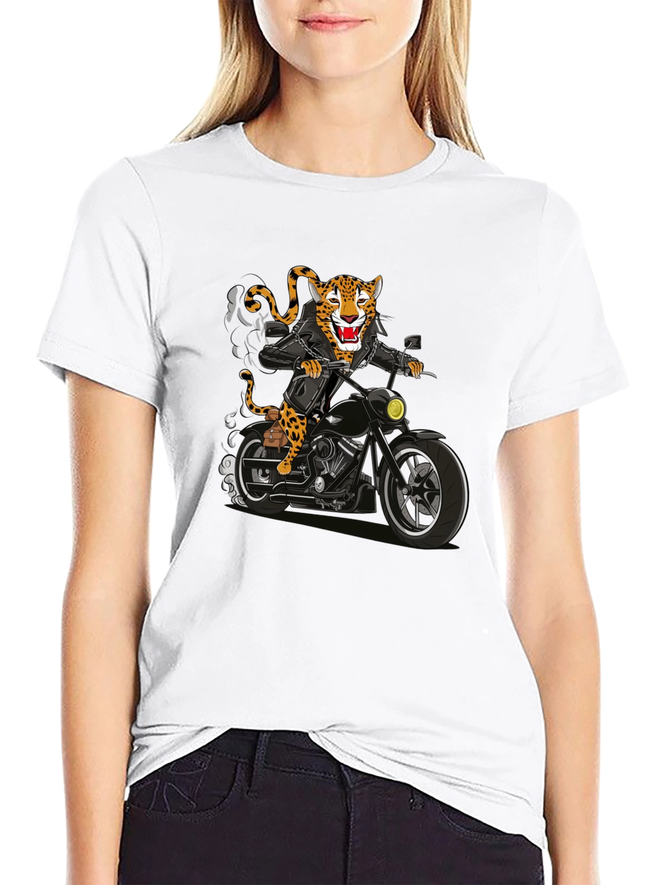 Black Biker Jaguar Graphic T-Shirt view 9