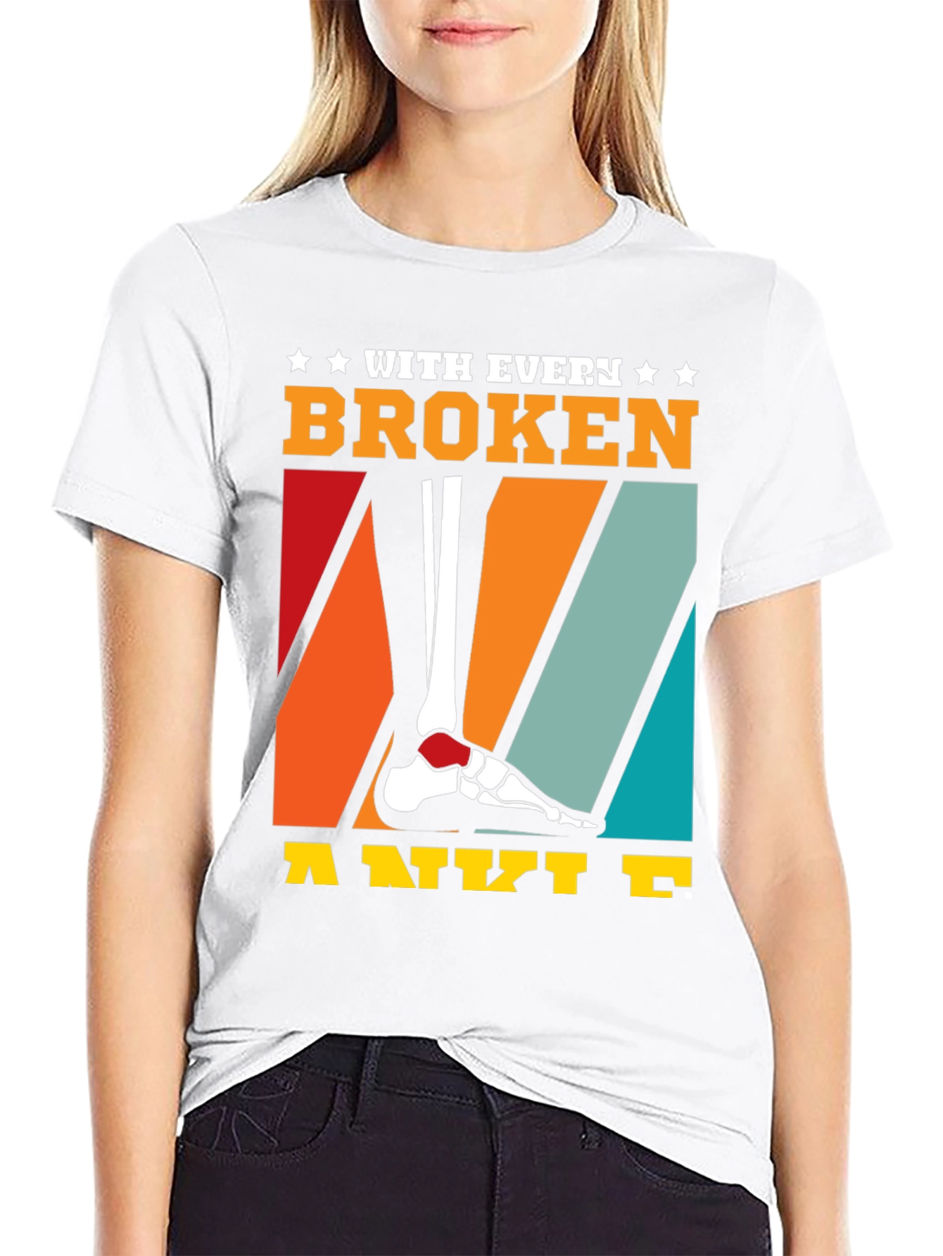 Black Broken Ankle T-Shirt - Humor Tee view 9