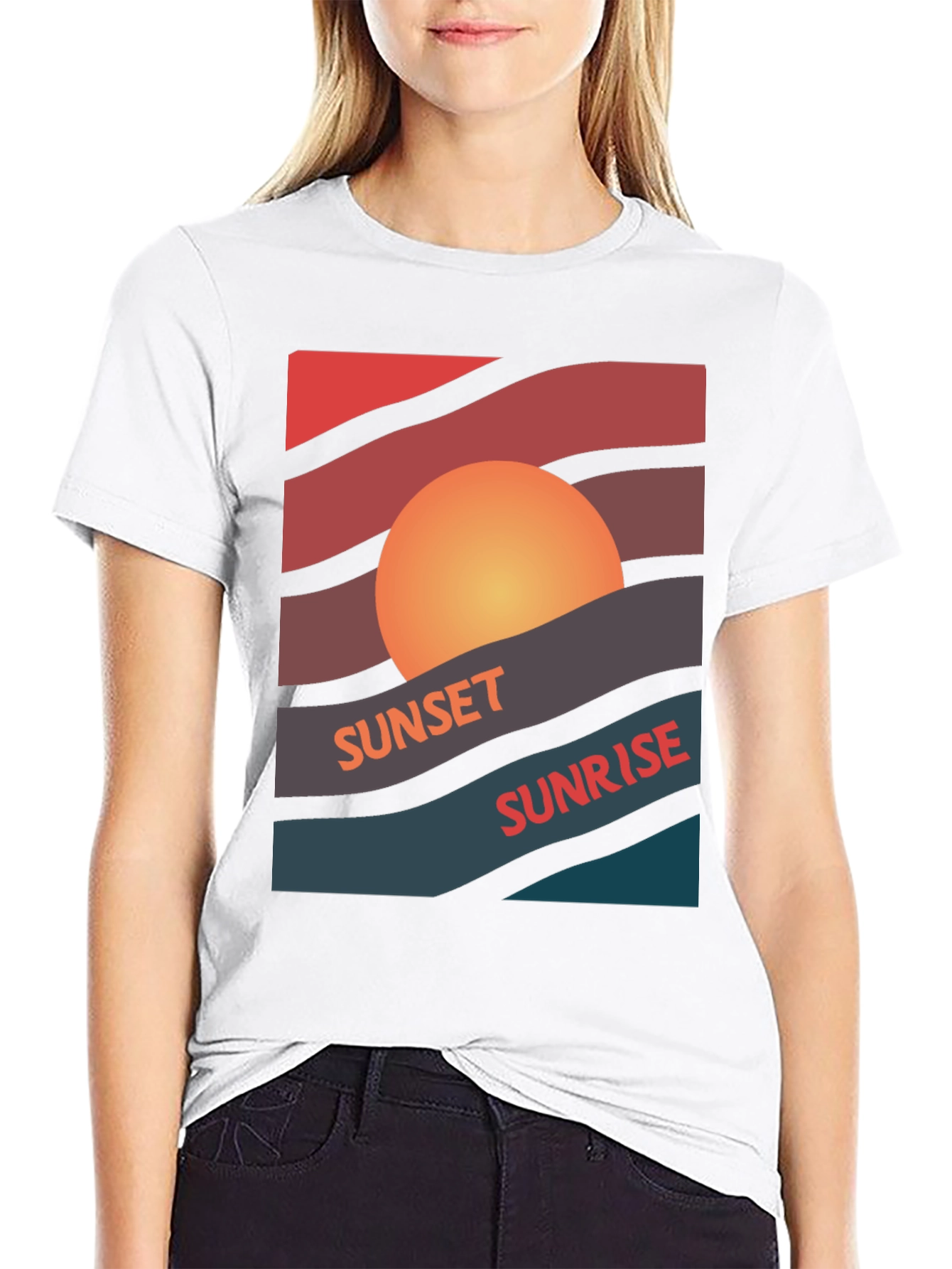 Black Sunset Sunrise Graphic Tee - Retro Style view 9