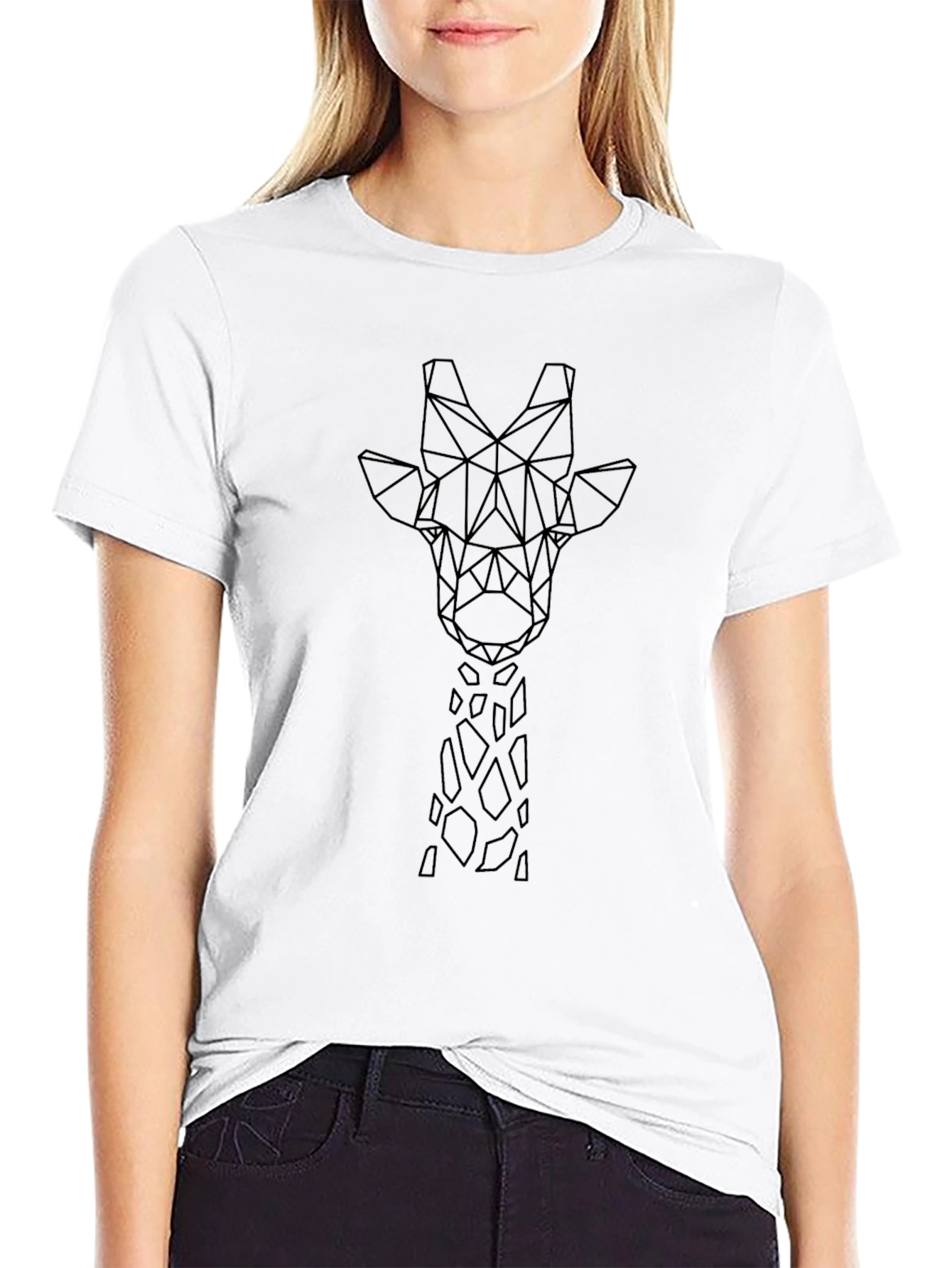Black Geometric Giraffe Tee - Black Graphic T-Shirt view 9