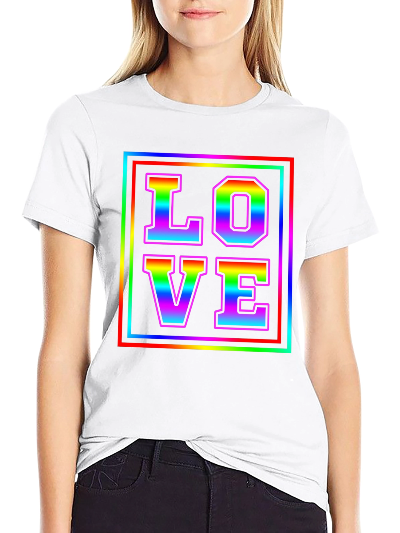 Black Rainbow LOVE Graphic Tee - Pride Month T-Shirt view 9