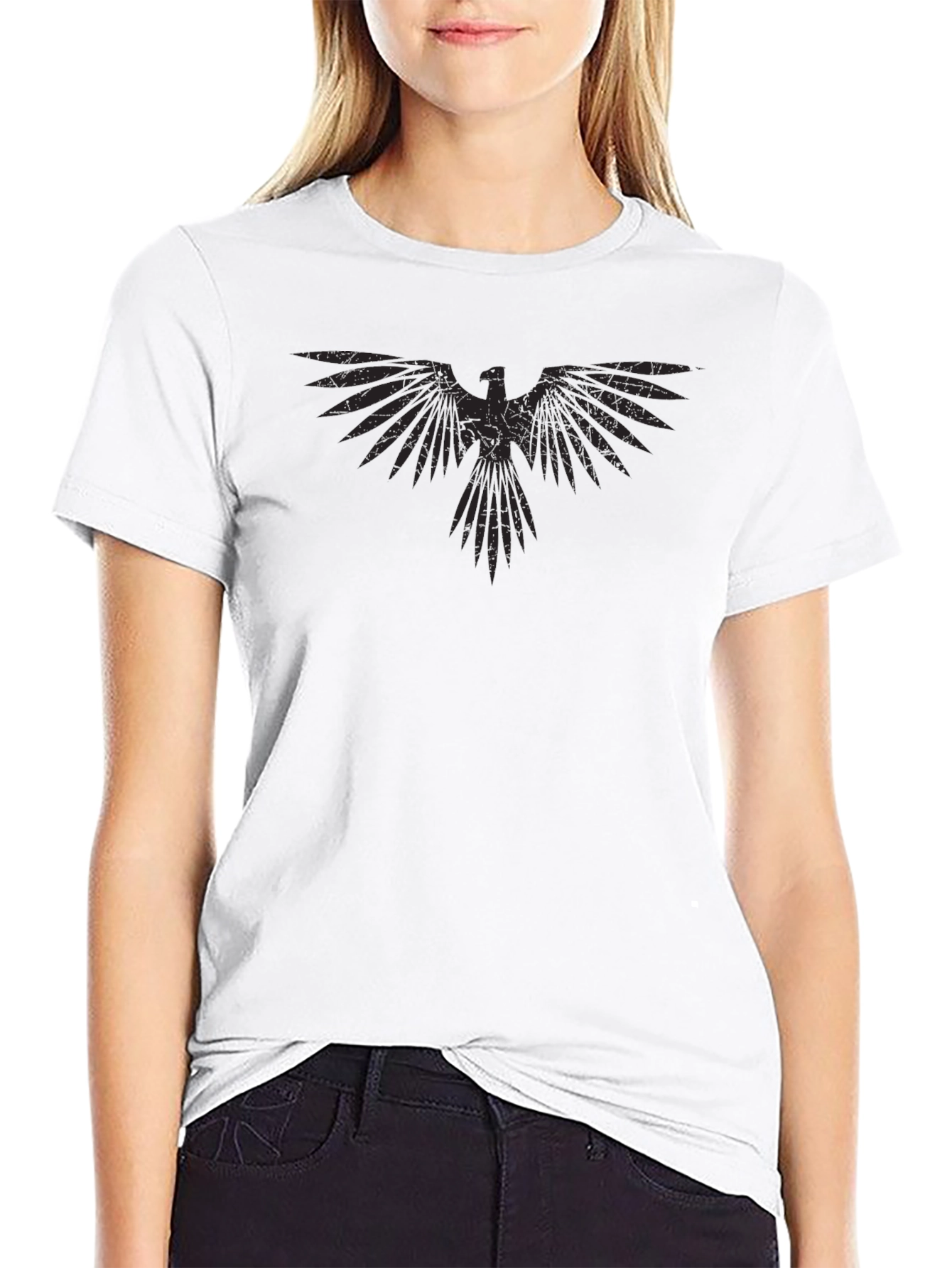 Black Men's Graphic Eagle T-Shirt - Casual Black Tee view 9