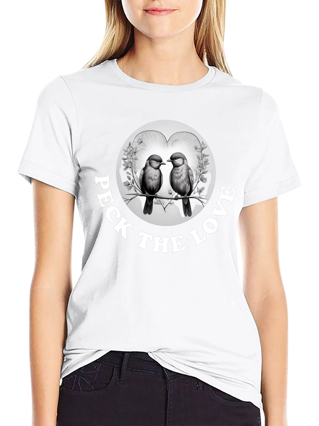 Black Peck the Love Graphic Tee - Bird Lover's Gift view 9